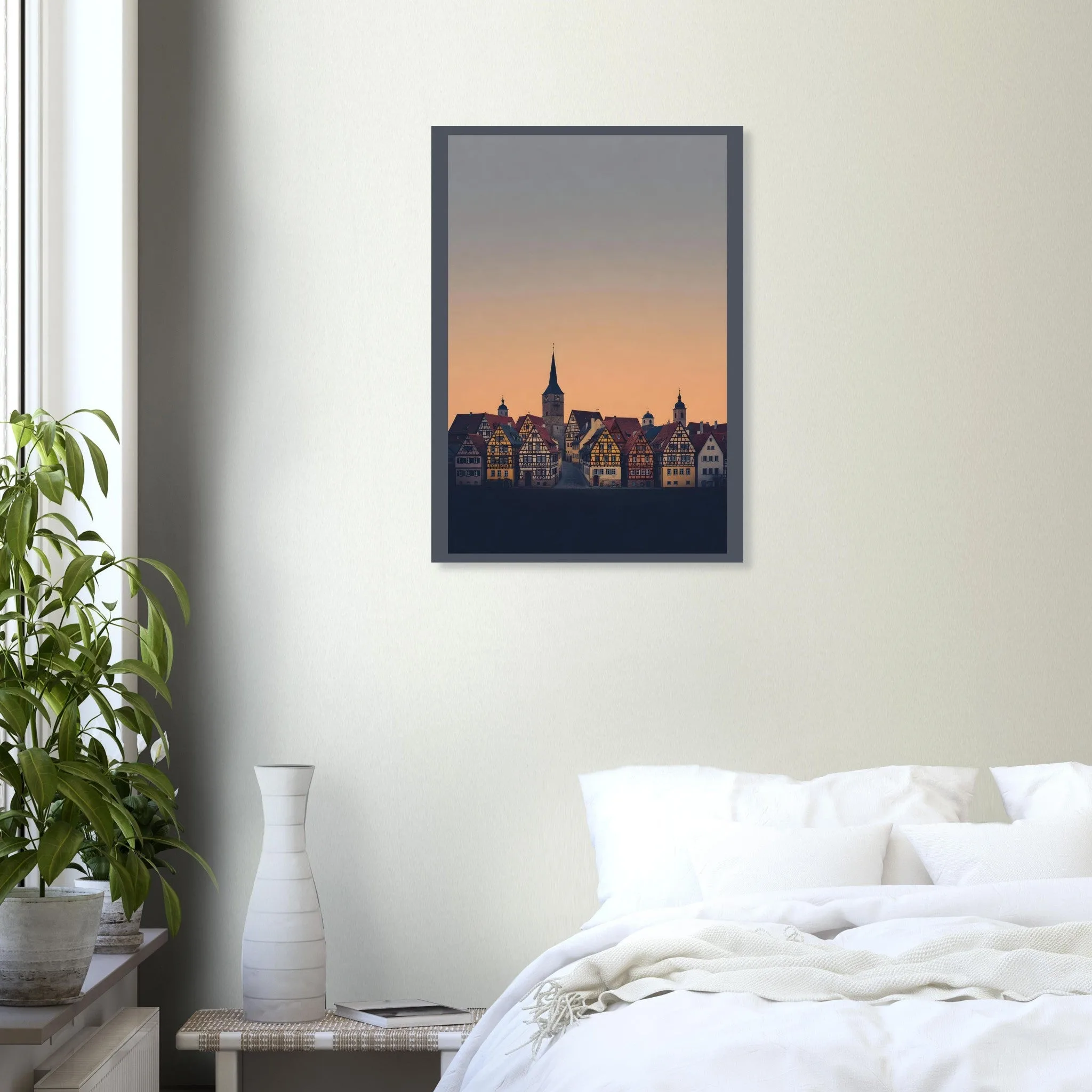 Silhouette skyline-Poster von Rothenburg ob der Tauber — warmes minimalistisches Motiv, ab 19 €