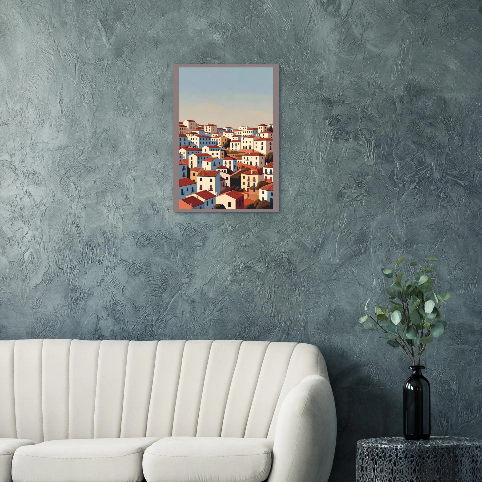 Vintage travel poster-Poster von Frigiliana — warmes minimalistisches Motiv, ab 19 €