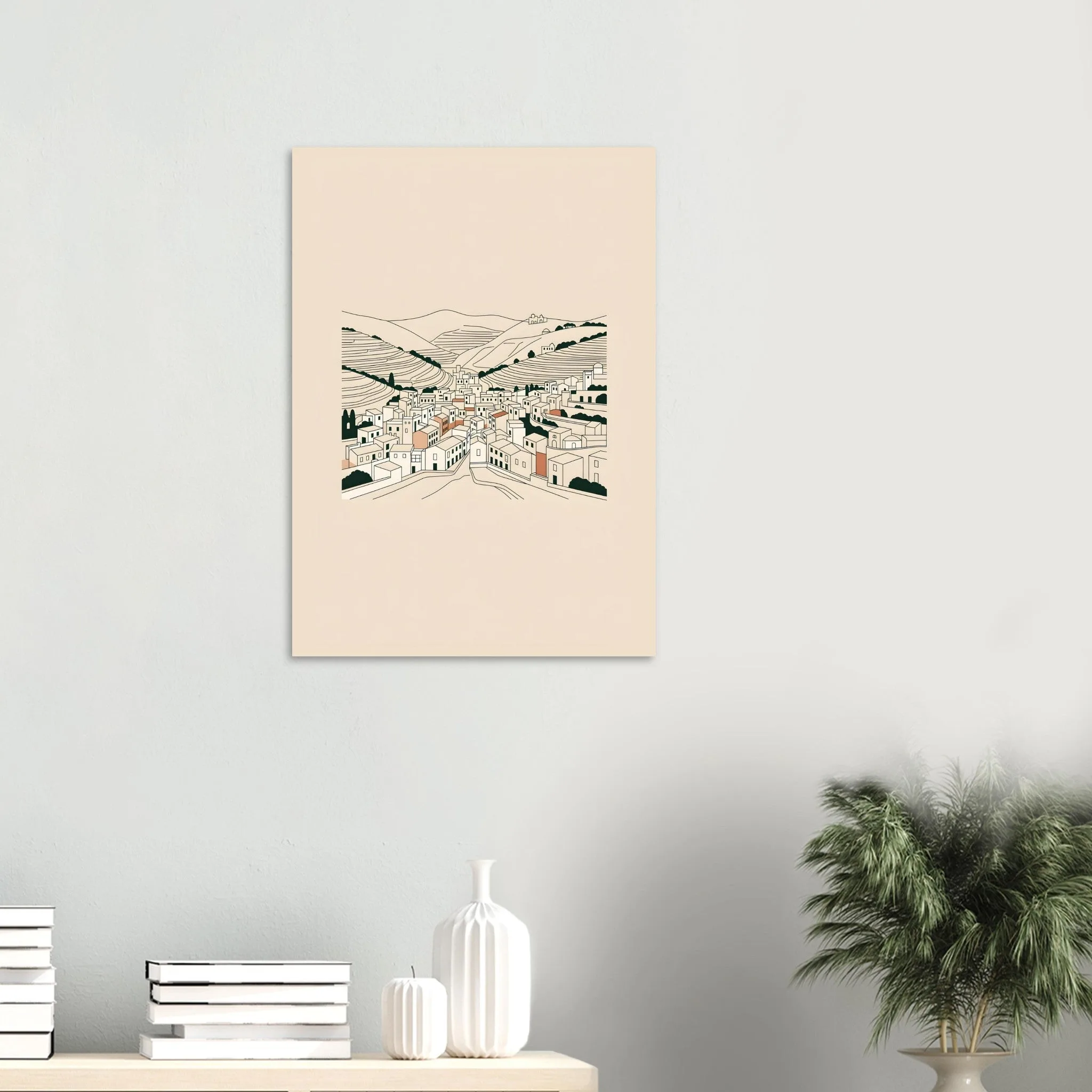Minimalist line art-Poster von Frigiliana — warmes minimalistisches Motiv, ab 19 €
