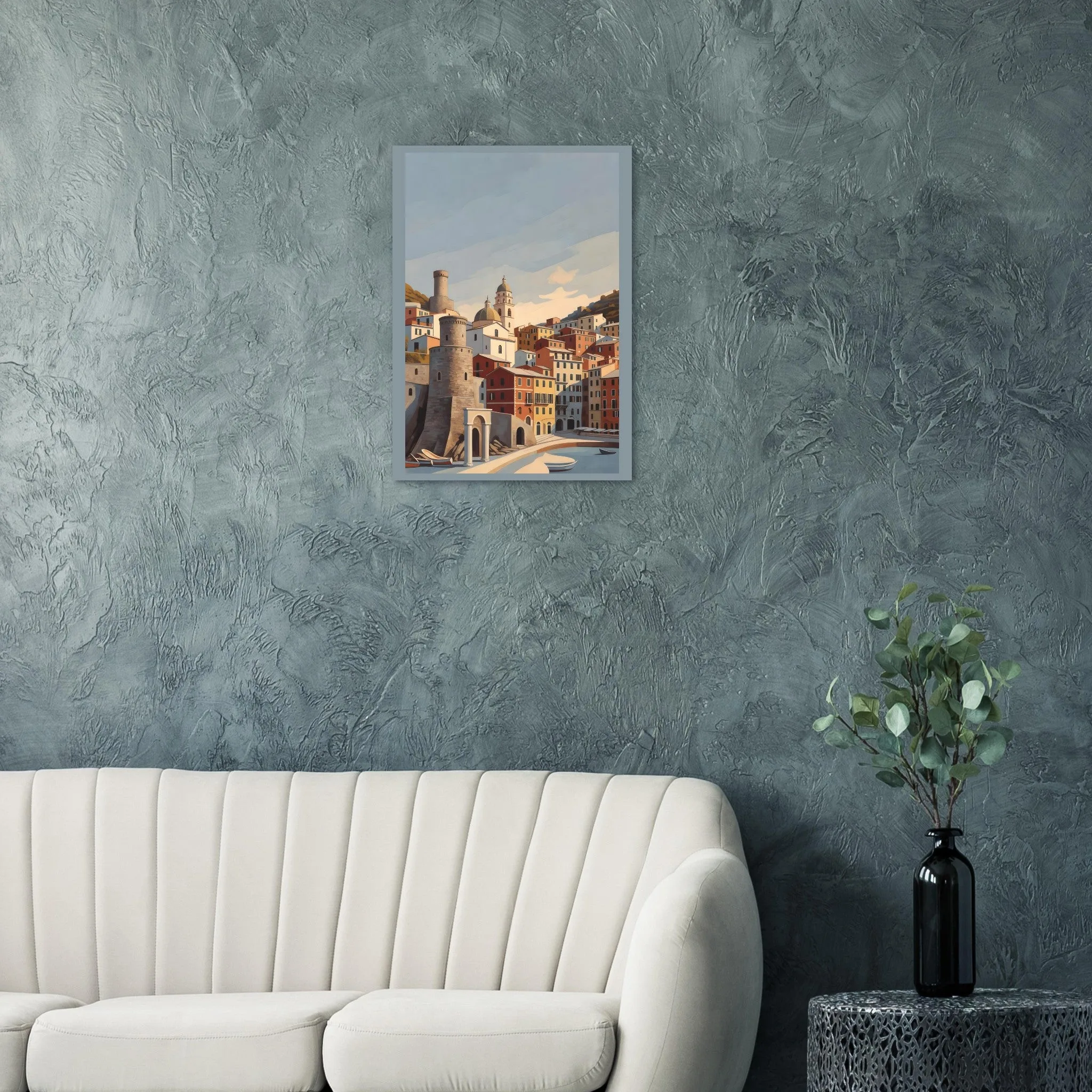 Vintage travel poster poster of Vernazza — warm minimalist design, from €19