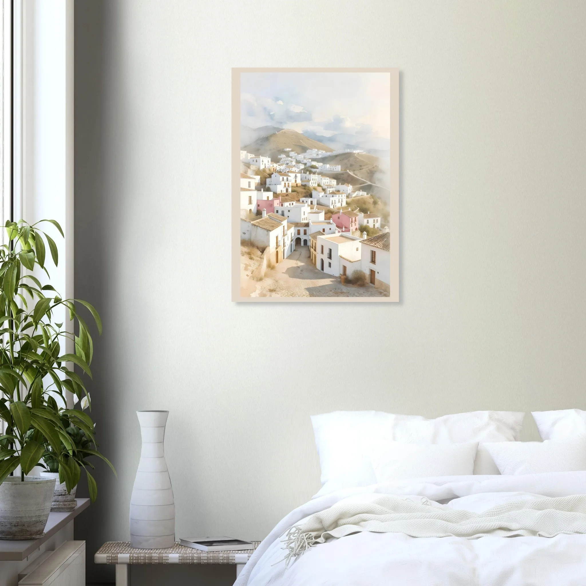 Watercolour landscape-Poster von Frigiliana — warmes minimalistisches Motiv, ab 19 €