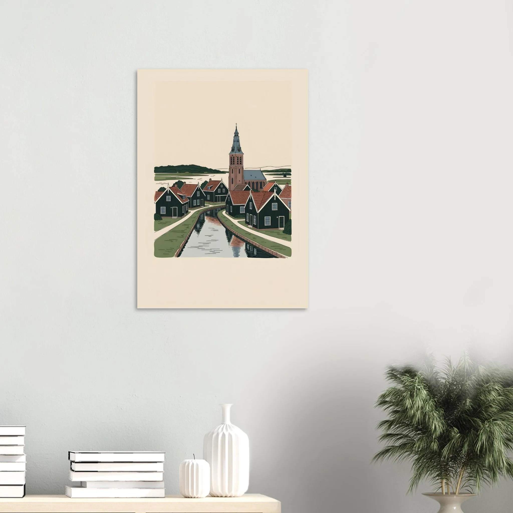 Minimalist line art poster of Marken — warm minimalist design, from €19