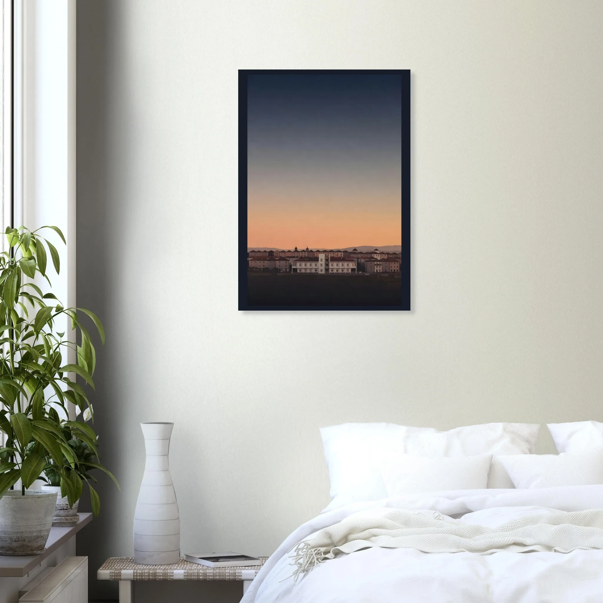 Silhouette skyline poster of Montemor-o-Novo — warm minimalist design, from €19