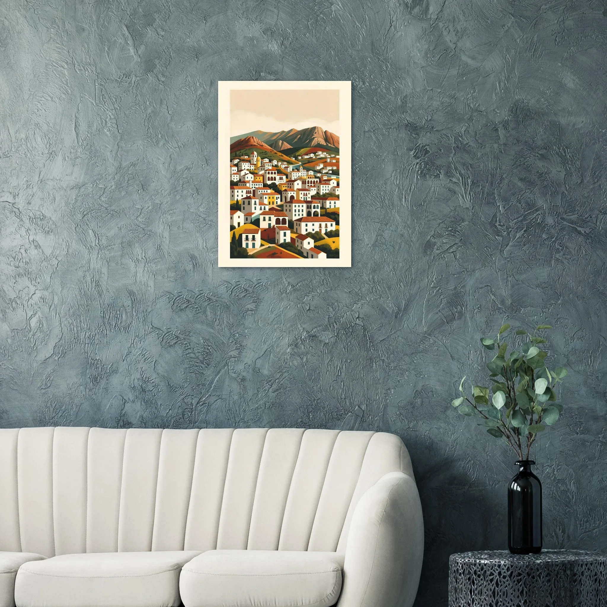 Mid-century modern-Poster von Frigiliana — warmes minimalistisches Motiv, ab 19 €