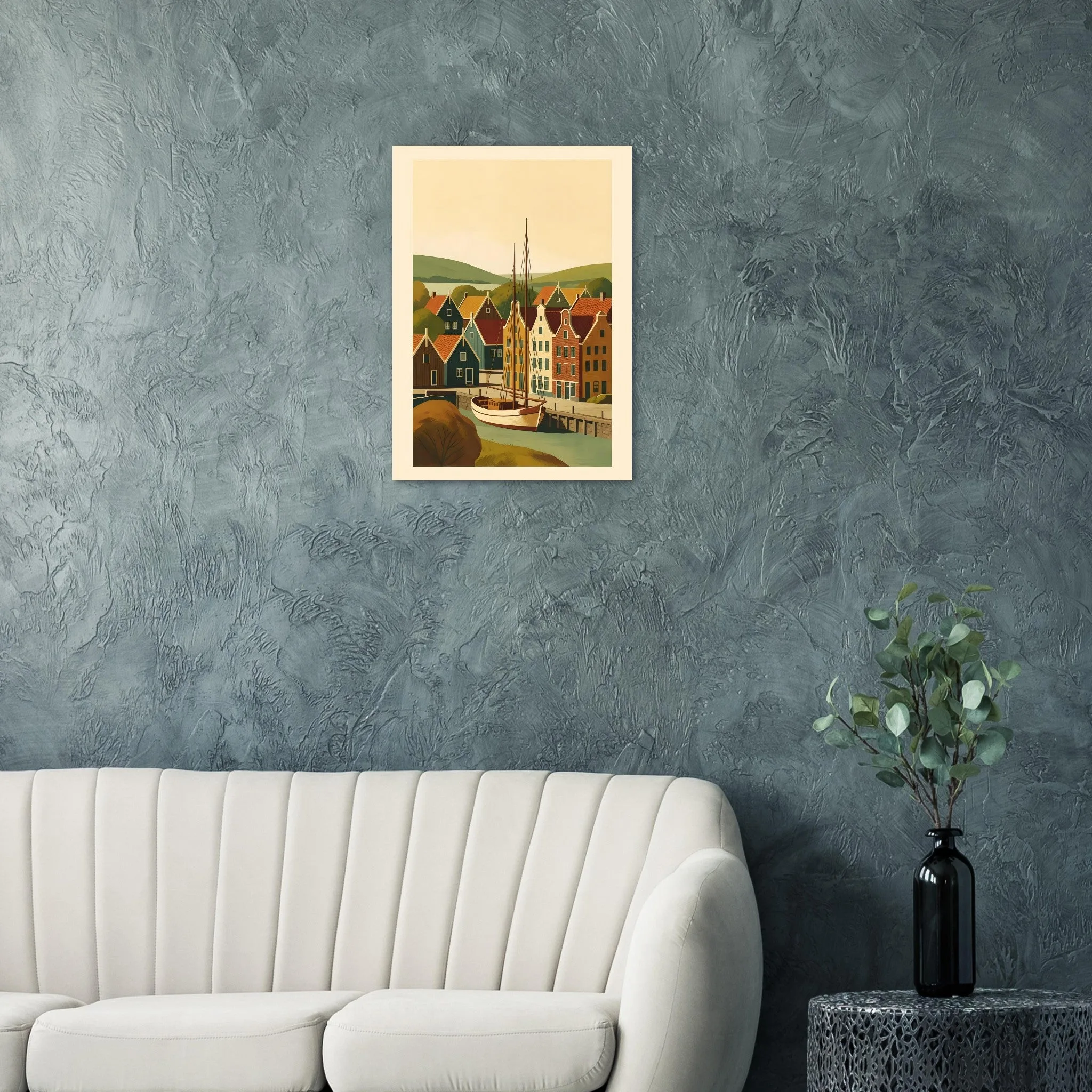 Mid-century modern-Poster von Volendam — warmes minimalistisches Motiv, ab 19 €
