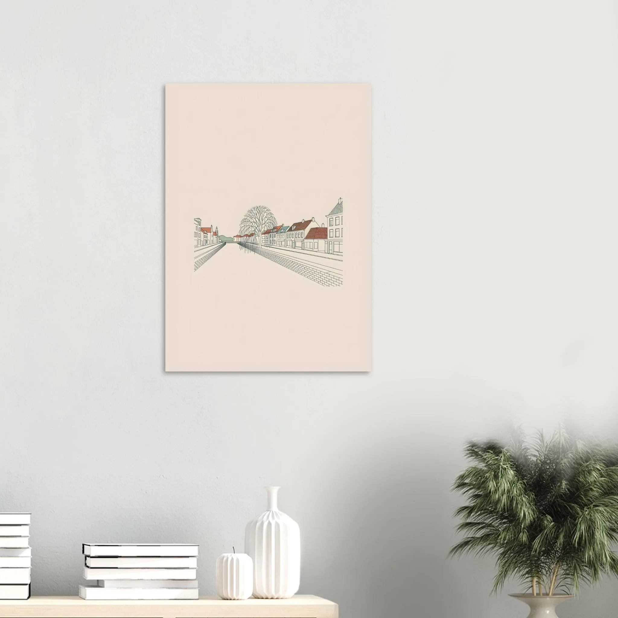 Minimalist line art poster of Alphen aan den Rijn — warm minimalist design, from €19