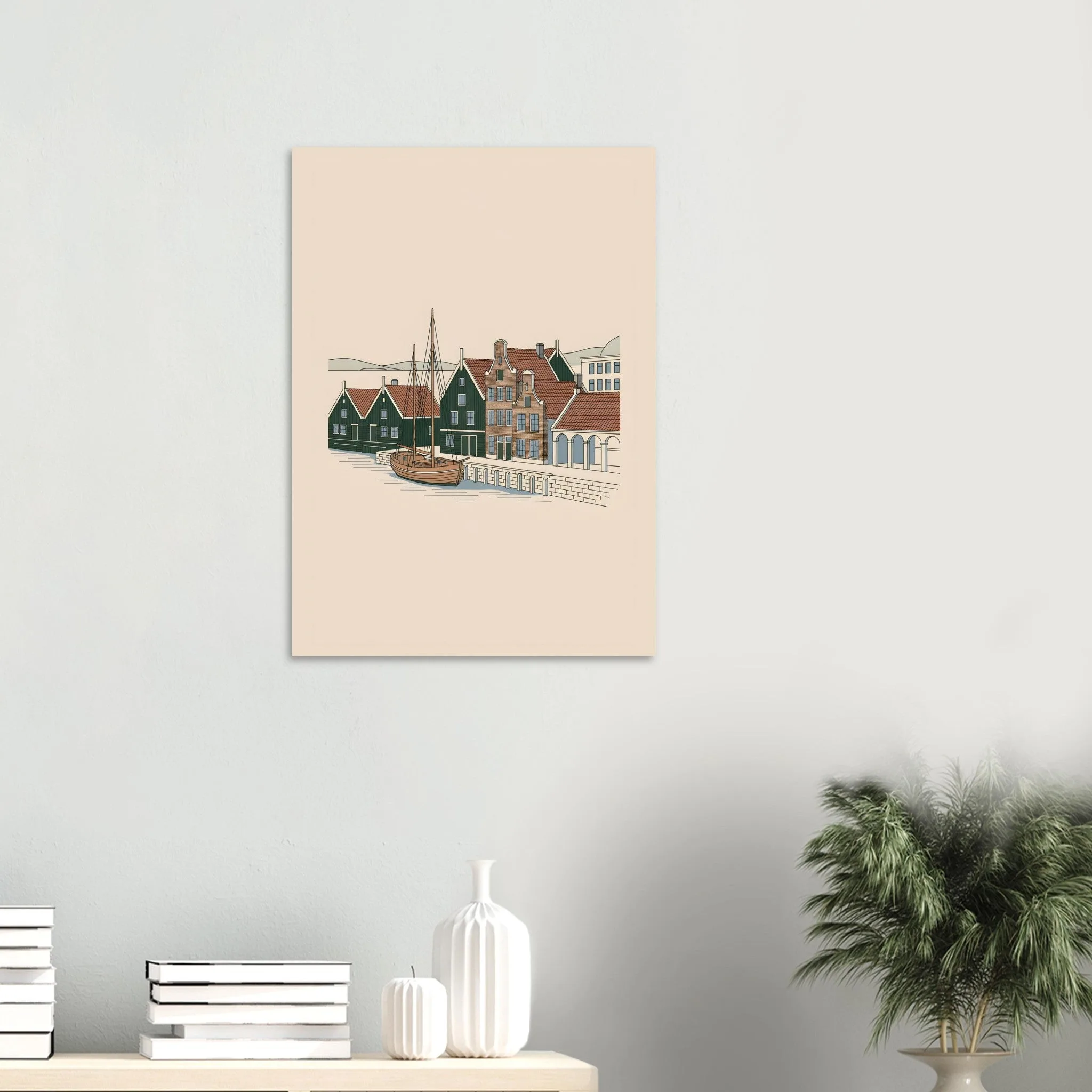 Minimalist line art-Poster von Volendam — warmes minimalistisches Motiv, ab 19 €
