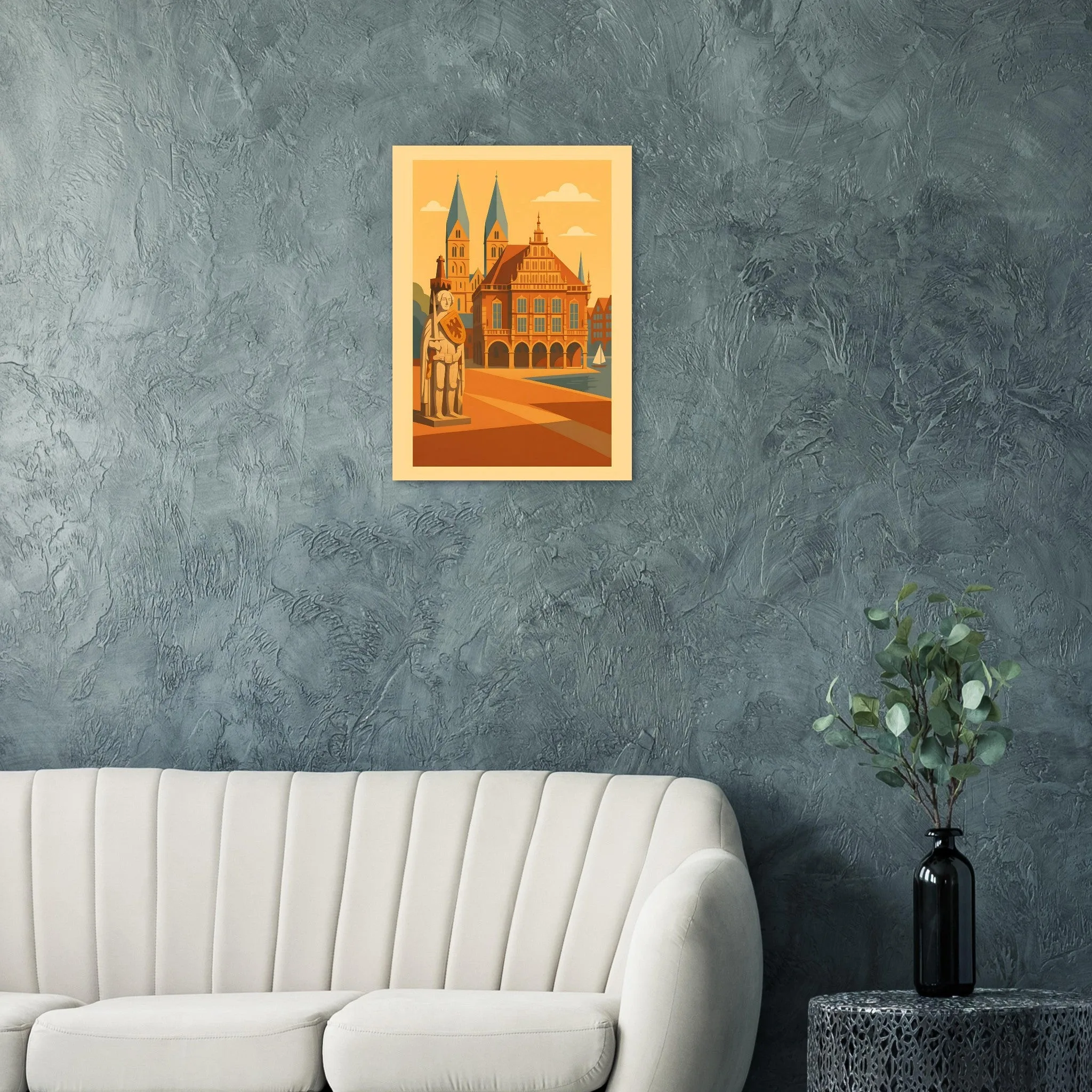 Vintage travel poster poster of Bremen — warm minimalist design, from €19
