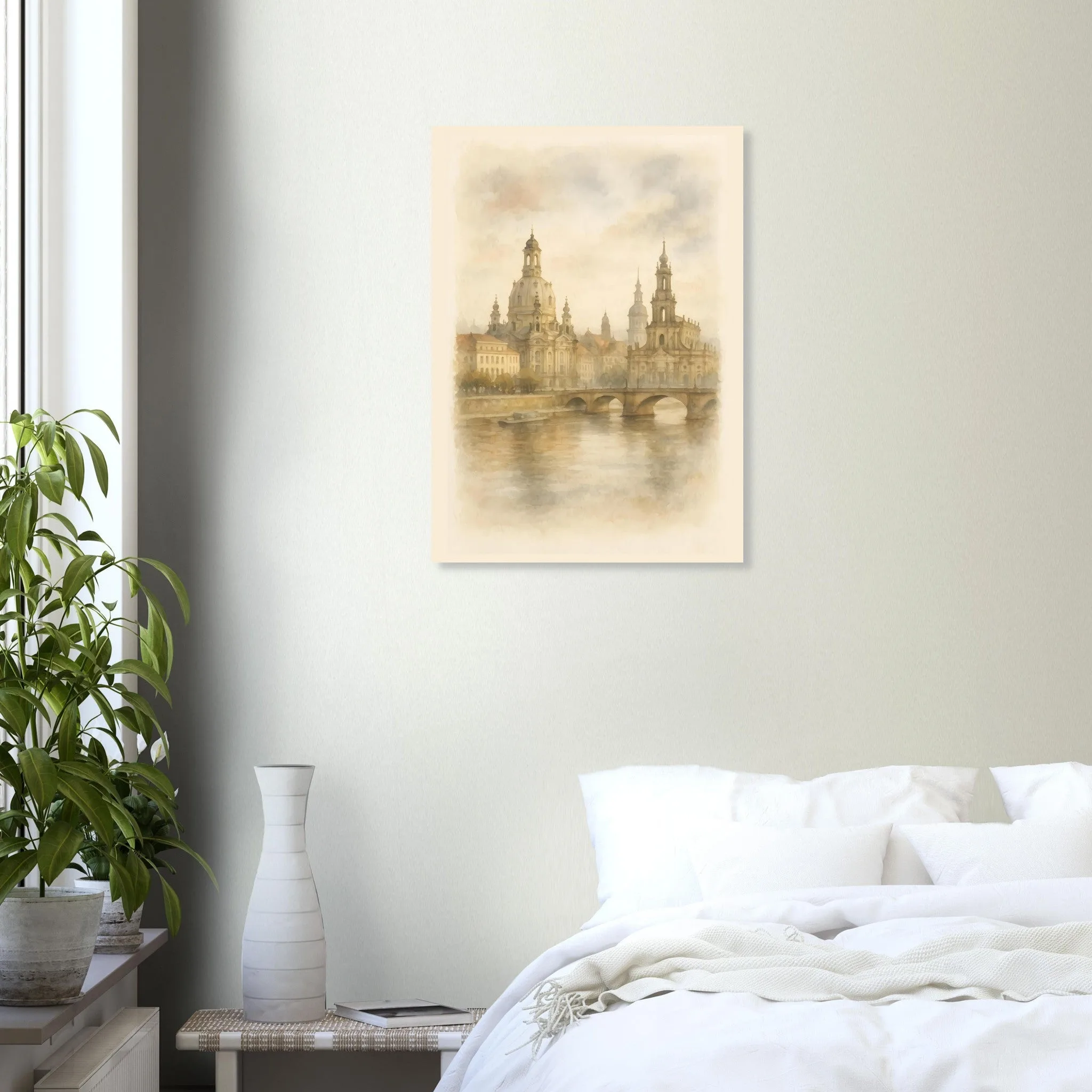 Watercolour landscape-Poster von Dresden — warmes minimalistisches Motiv, ab 19 €