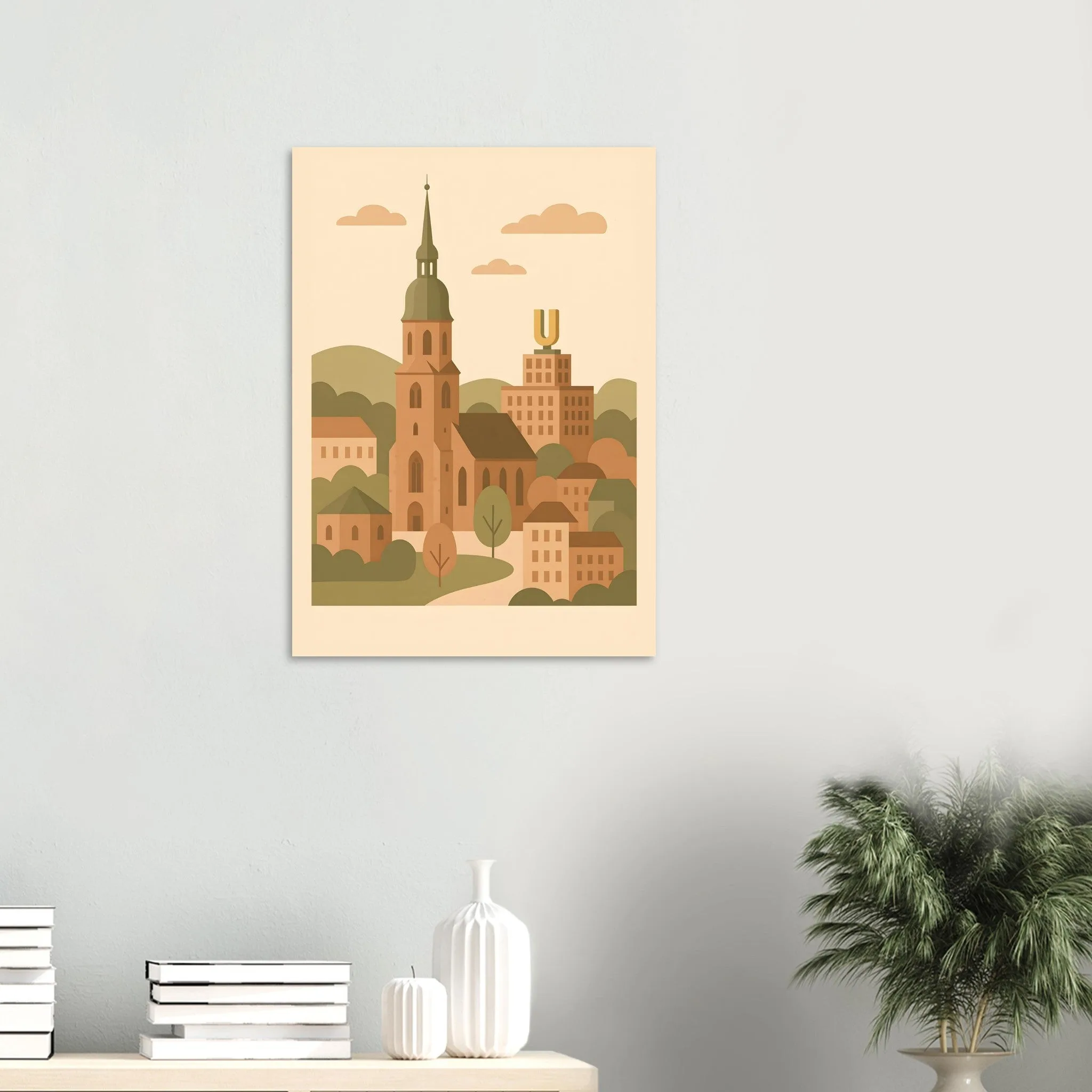 Flat vector illustration poster of Dortmund — warm minimalist design, from €19