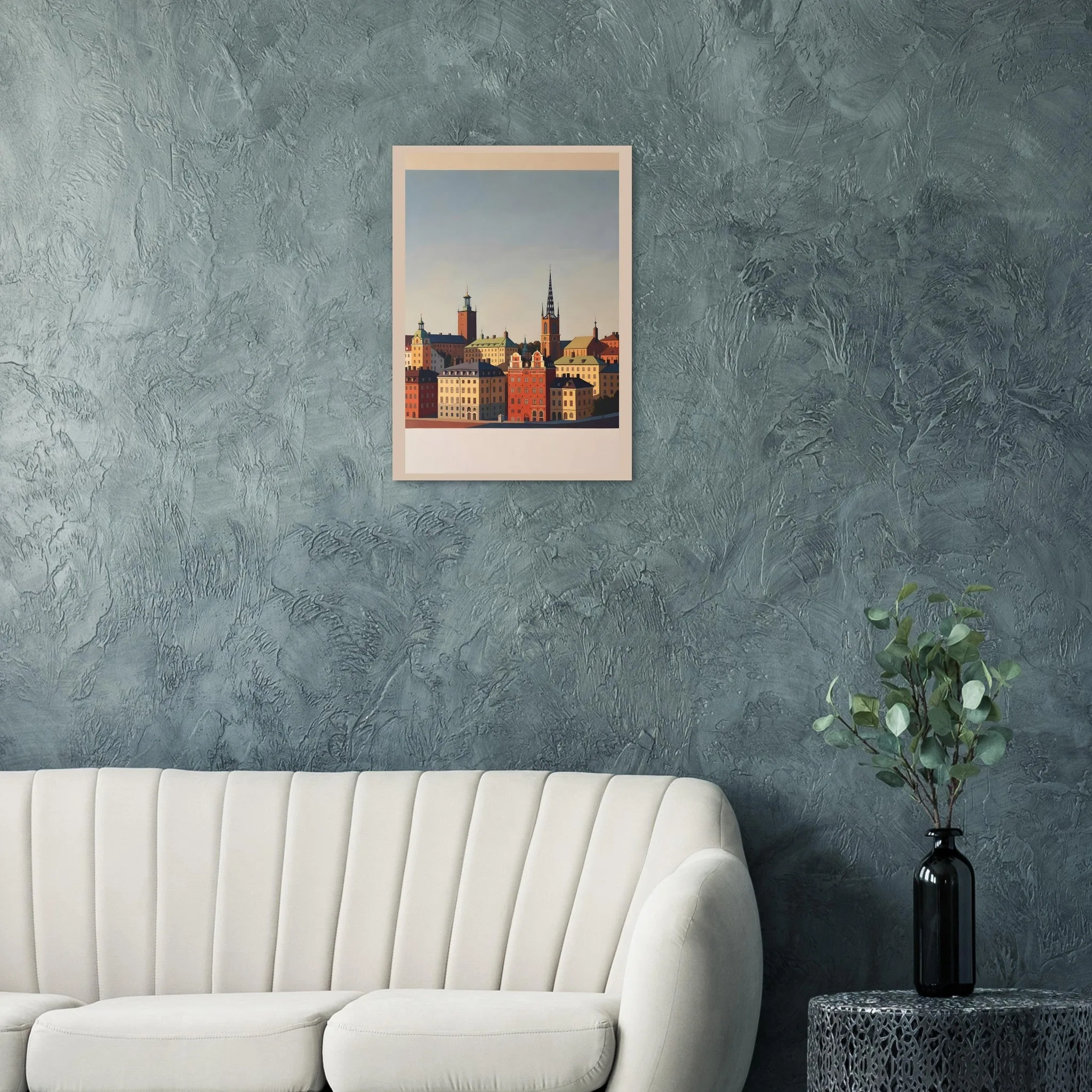Vintage travel poster-Poster von Stockholm — warmes minimalistisches Motiv, ab 19 €