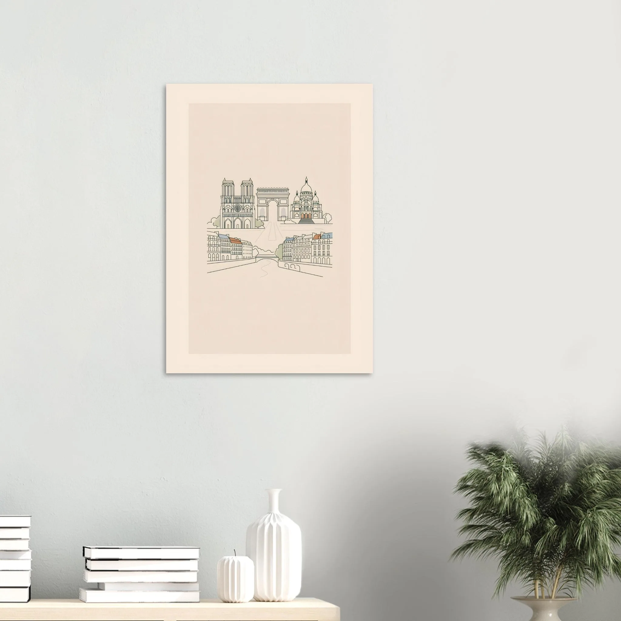 Minimalist line art poster of Paris — warm minimalist design, from €19