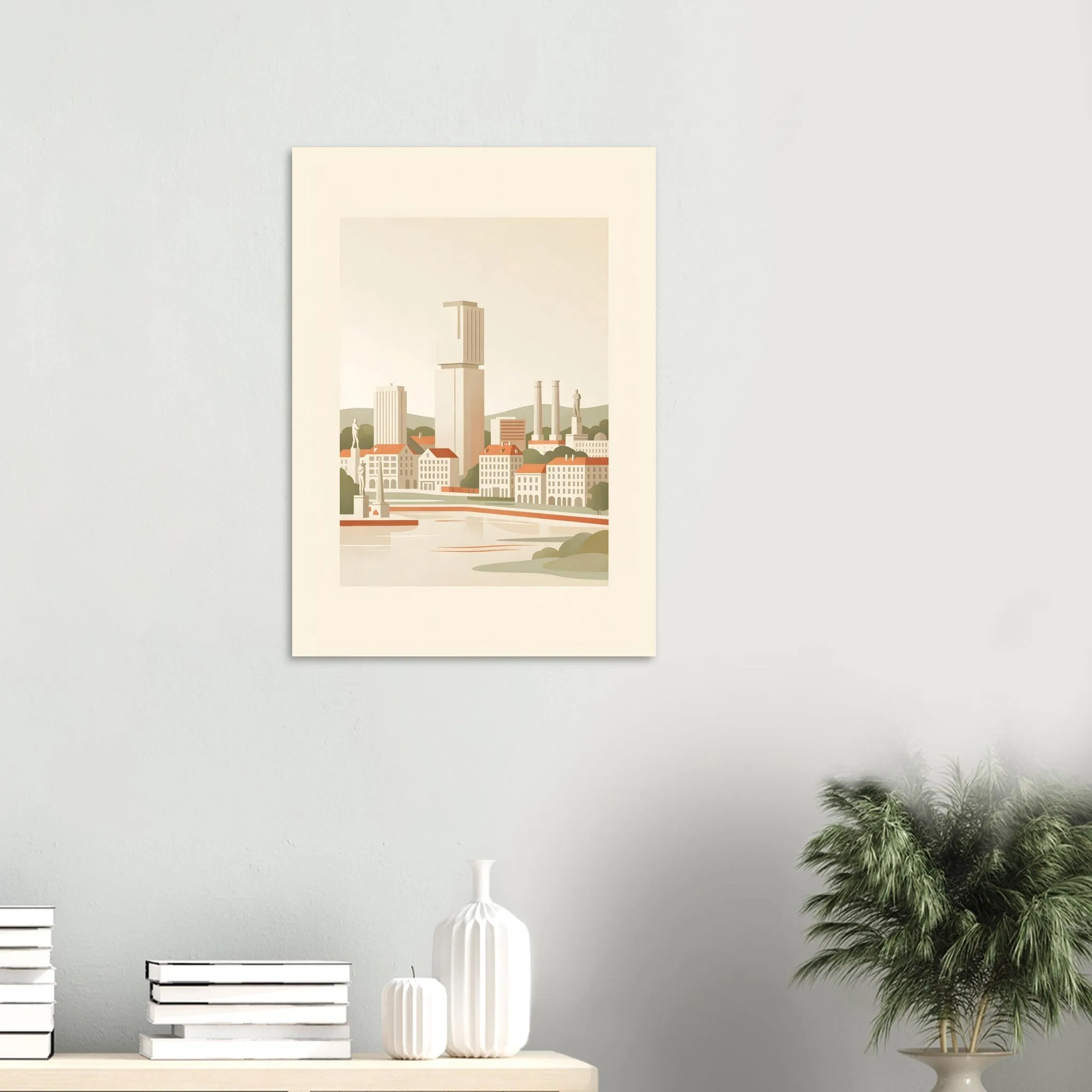 Flat vector illustration poster of Rotterdam — warm minimalist design, from €19