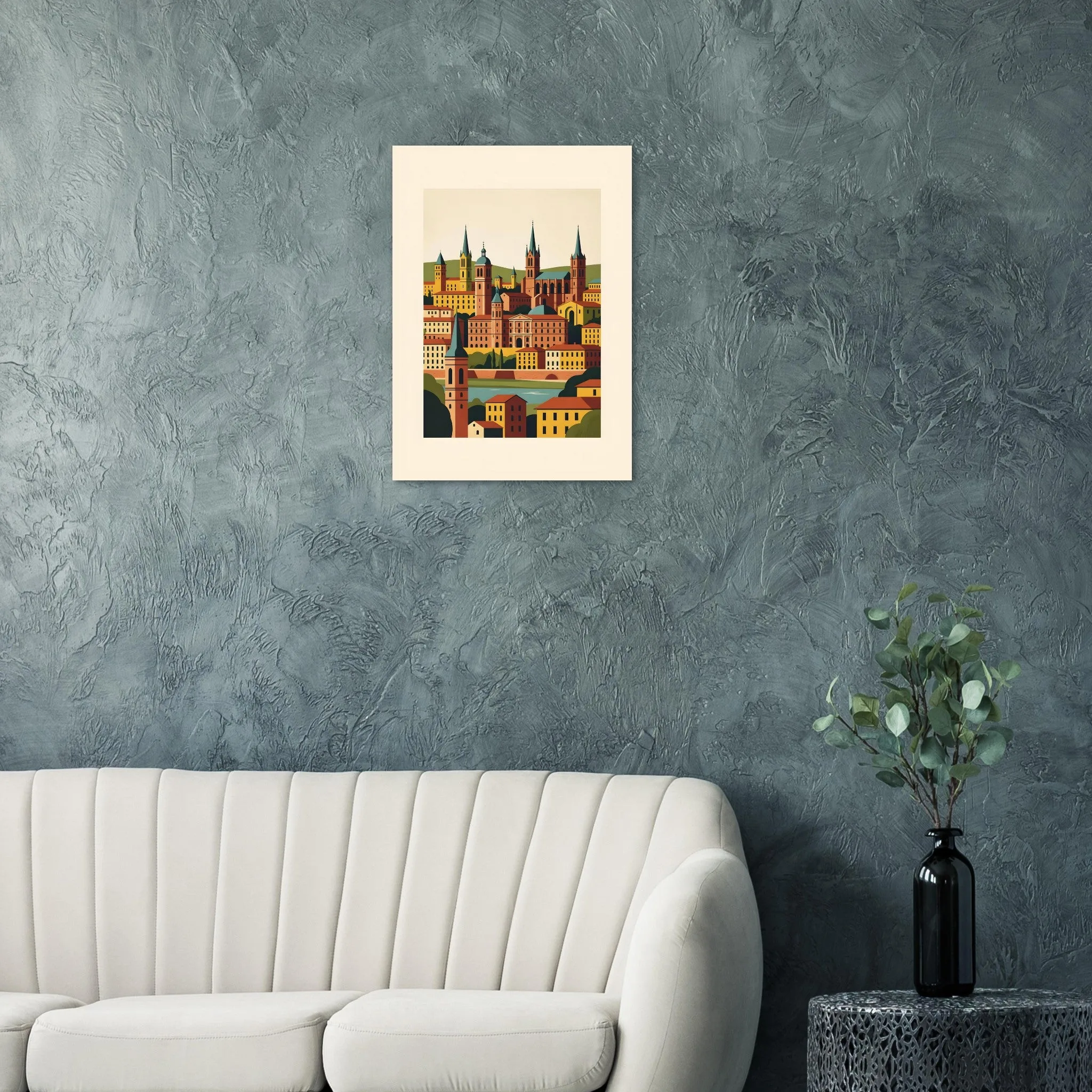 Mid-century modern poster of Toulouse — warm minimalist design, from €19