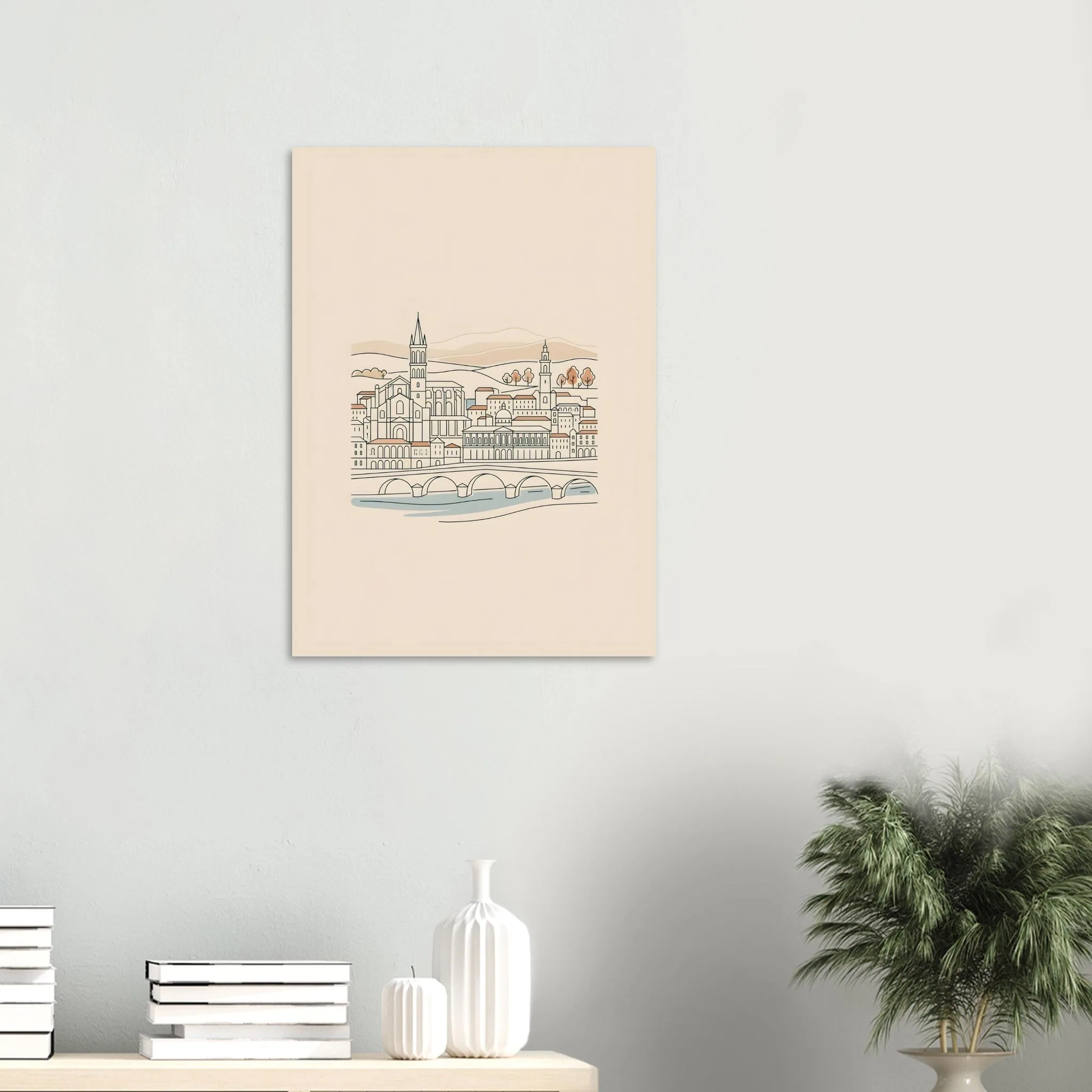 Minimalist line art poster of Toulouse — warm minimalist design, from €19