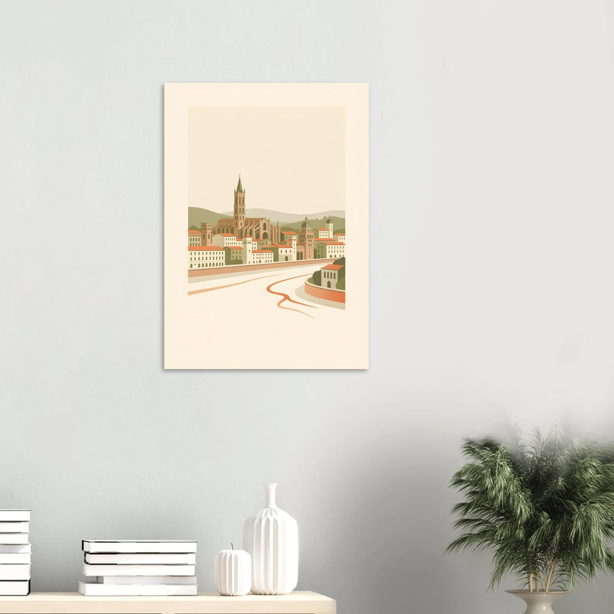 Flat vector illustration poster of Toulouse — warm minimalist design, from €19
