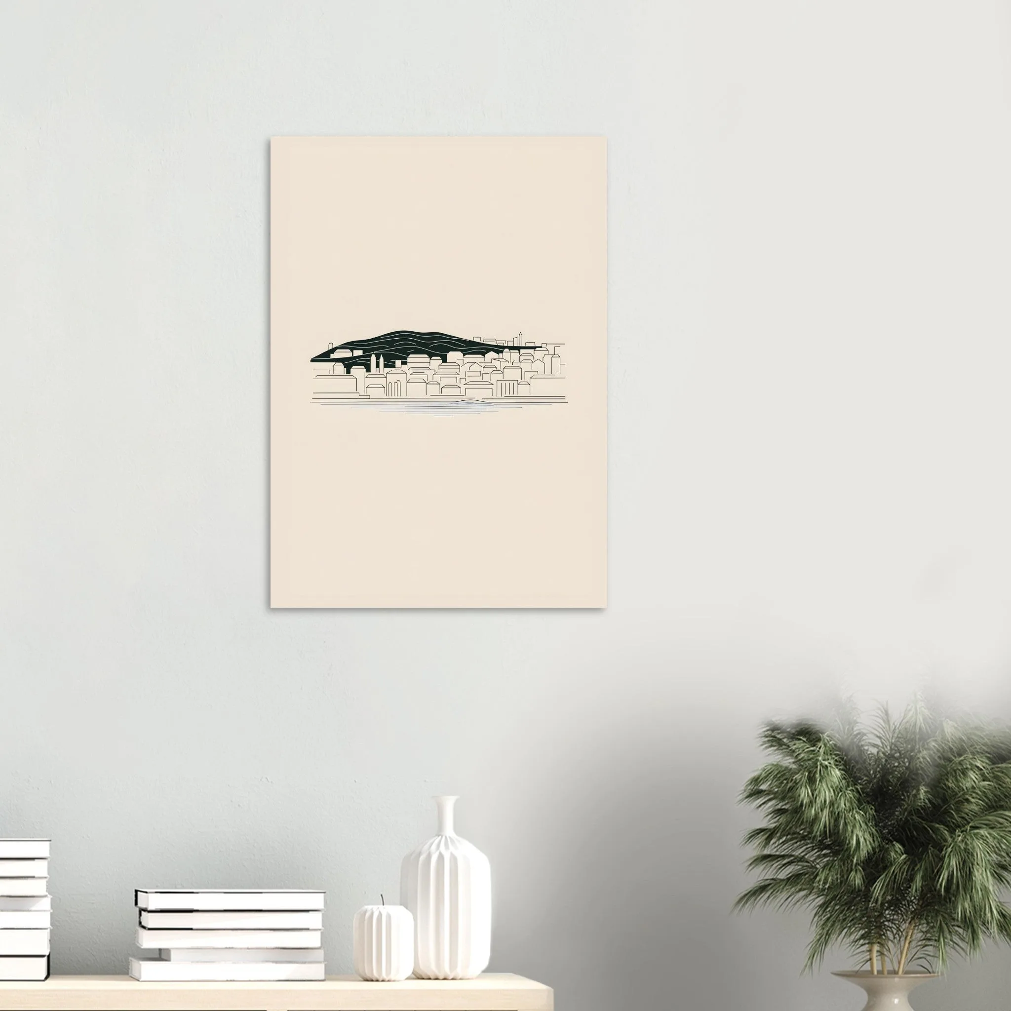 Minimalist line art poster of Lisboa — warm minimalist design, from €19