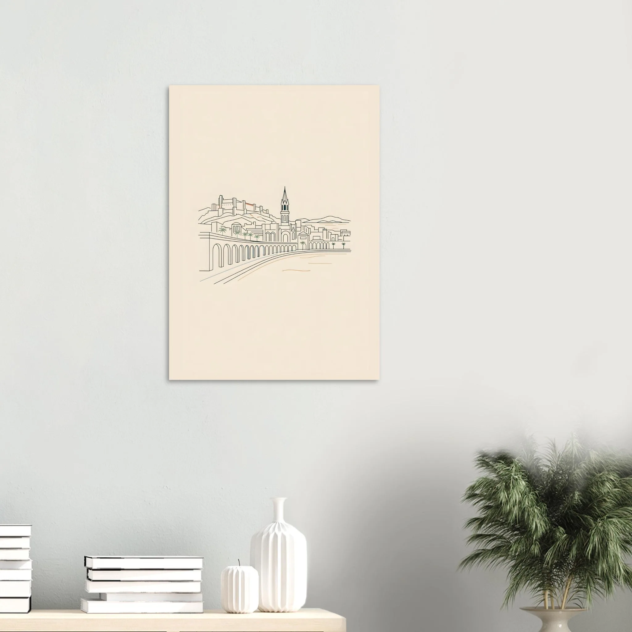 Minimalist line art poster of Alicante — warm minimalist design, from €19