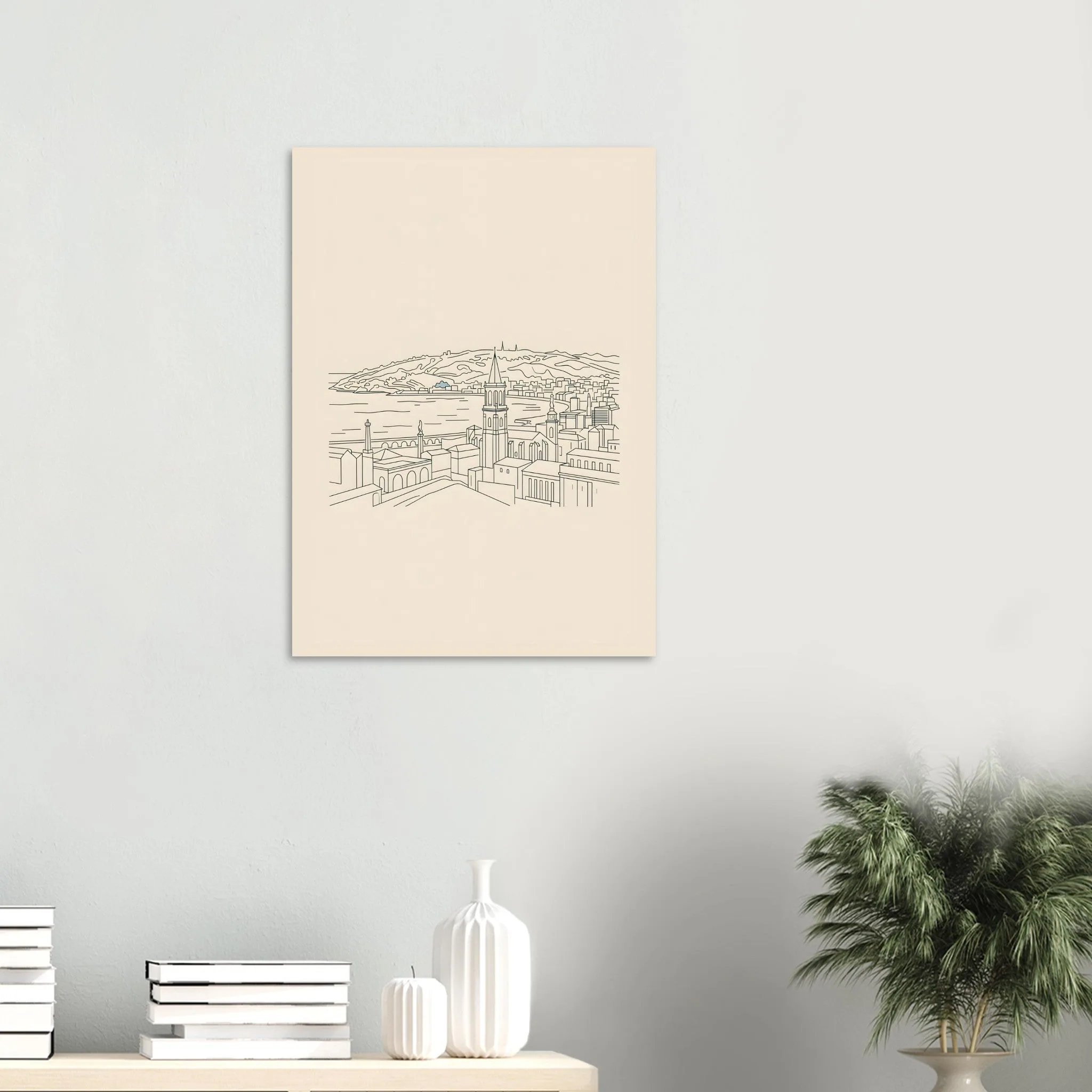 Minimalist line art poster of Badalona — warm minimalist design, from €19