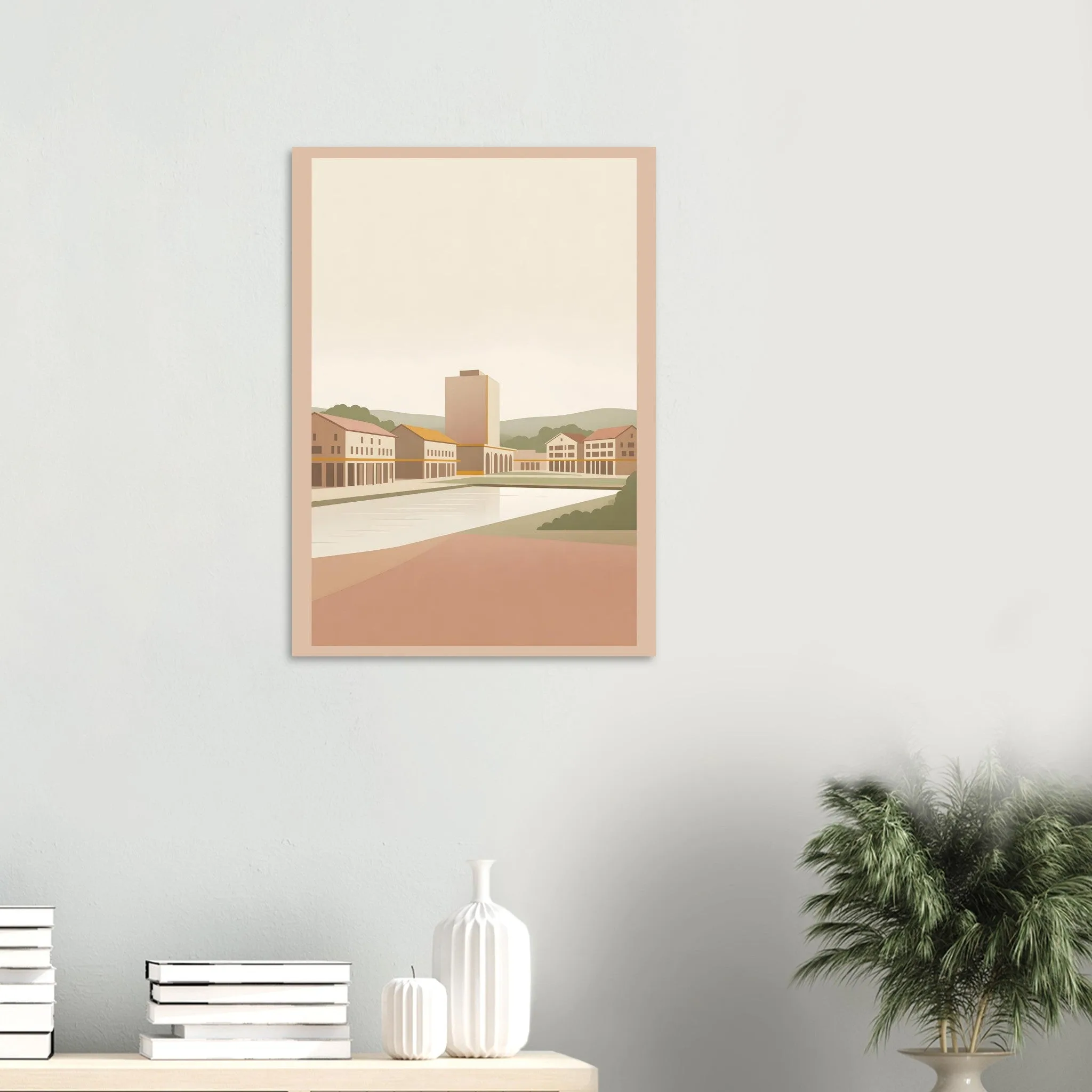 Flat vector illustration poster of Almere — warm minimalist design, from €19