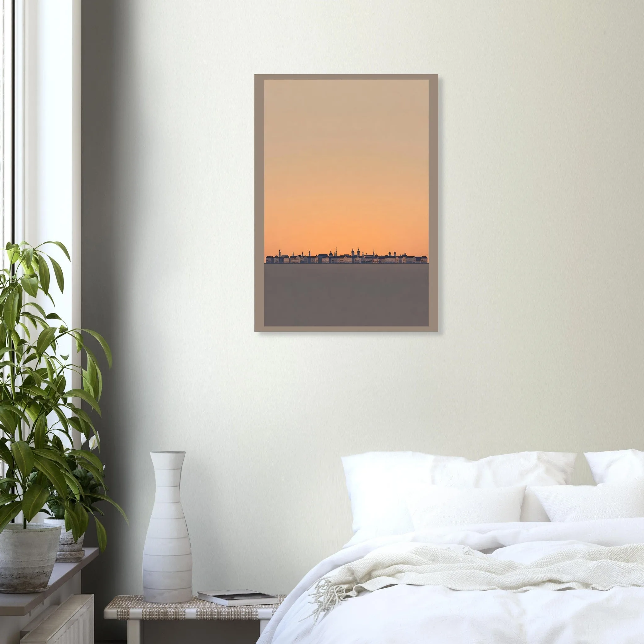 Silhouette skyline poster of Wien — warm minimalist design, from €19