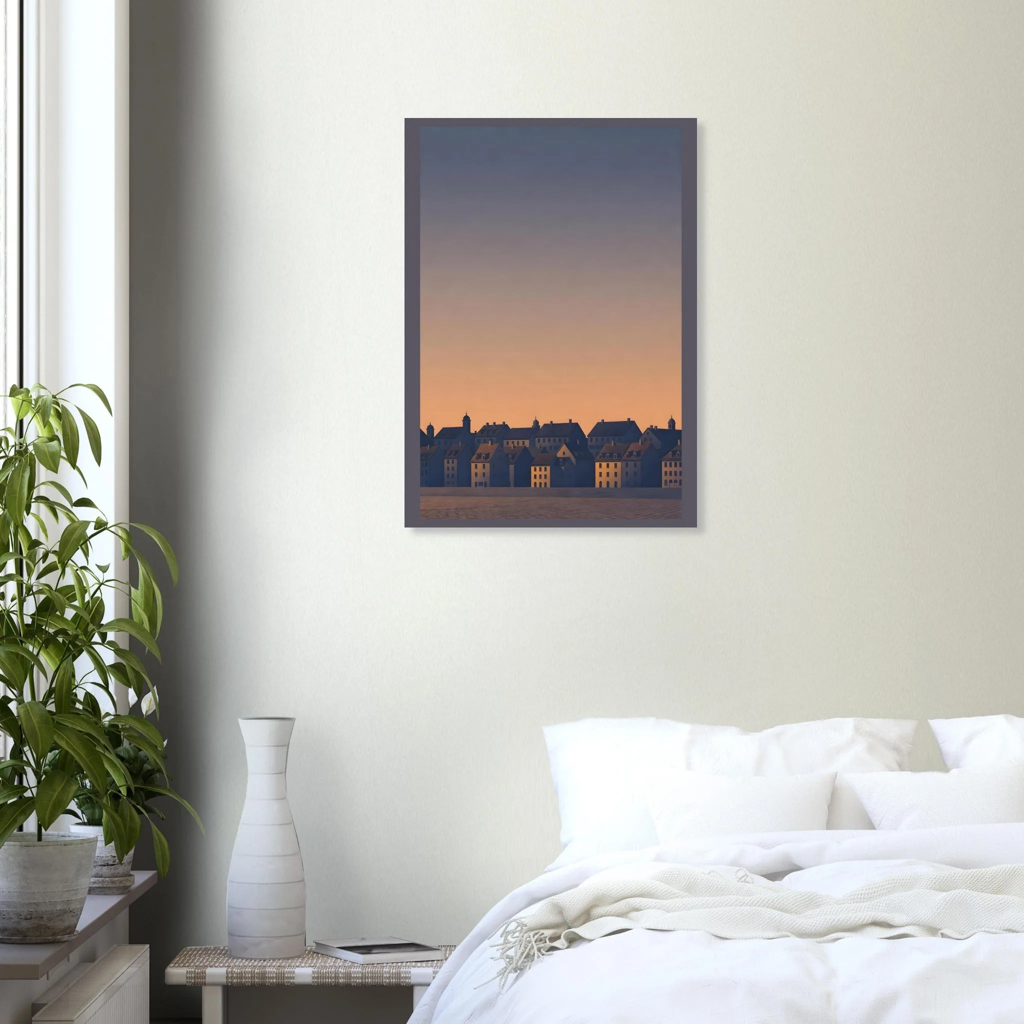 Silhouette skyline poster of Kanton Basel-Stadt — warm minimalist design, from €19