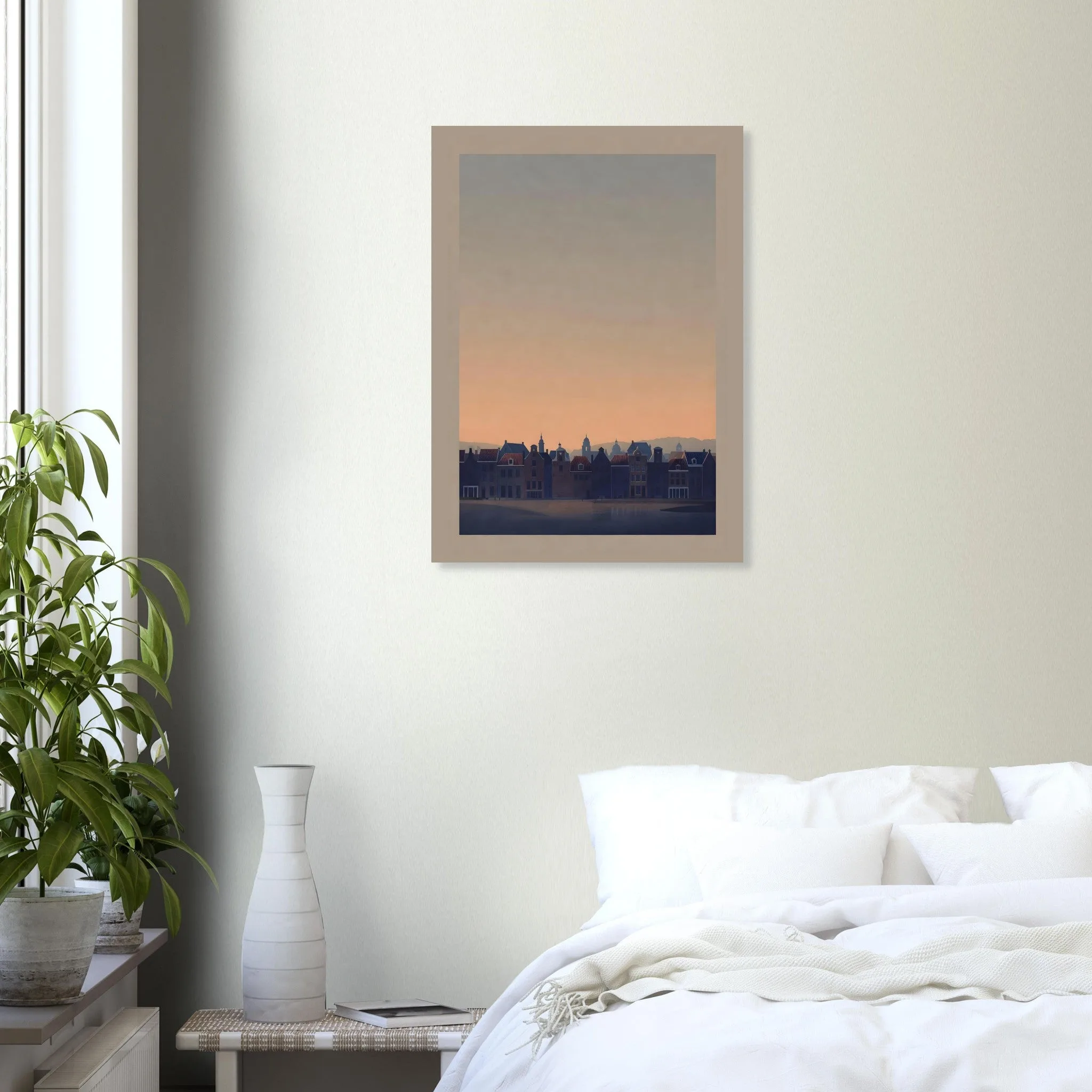 Silhouette skyline poster of Haarlem — warm minimalist design, from €19