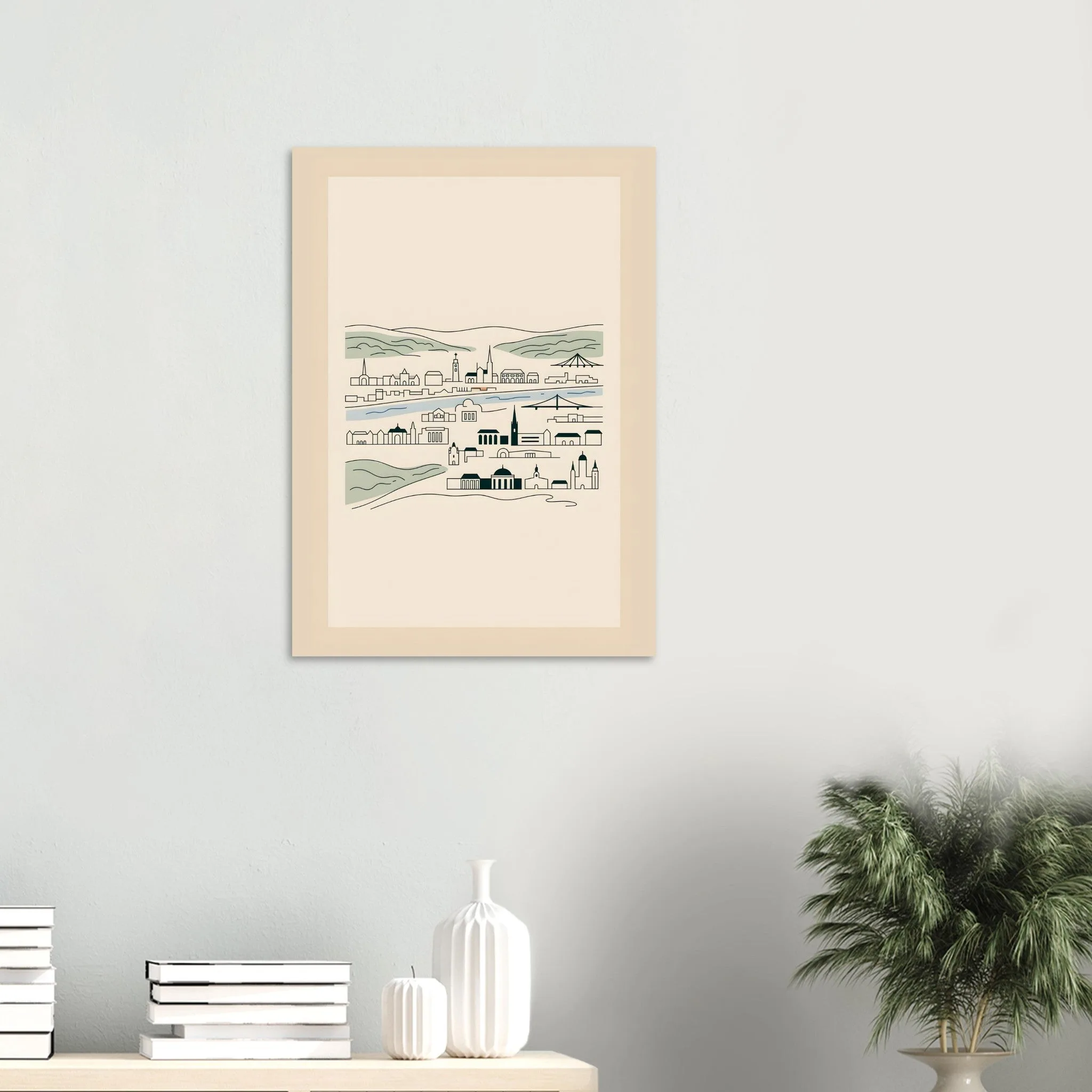 Minimalist line art poster of Arnhem — warm minimalist design, from €19