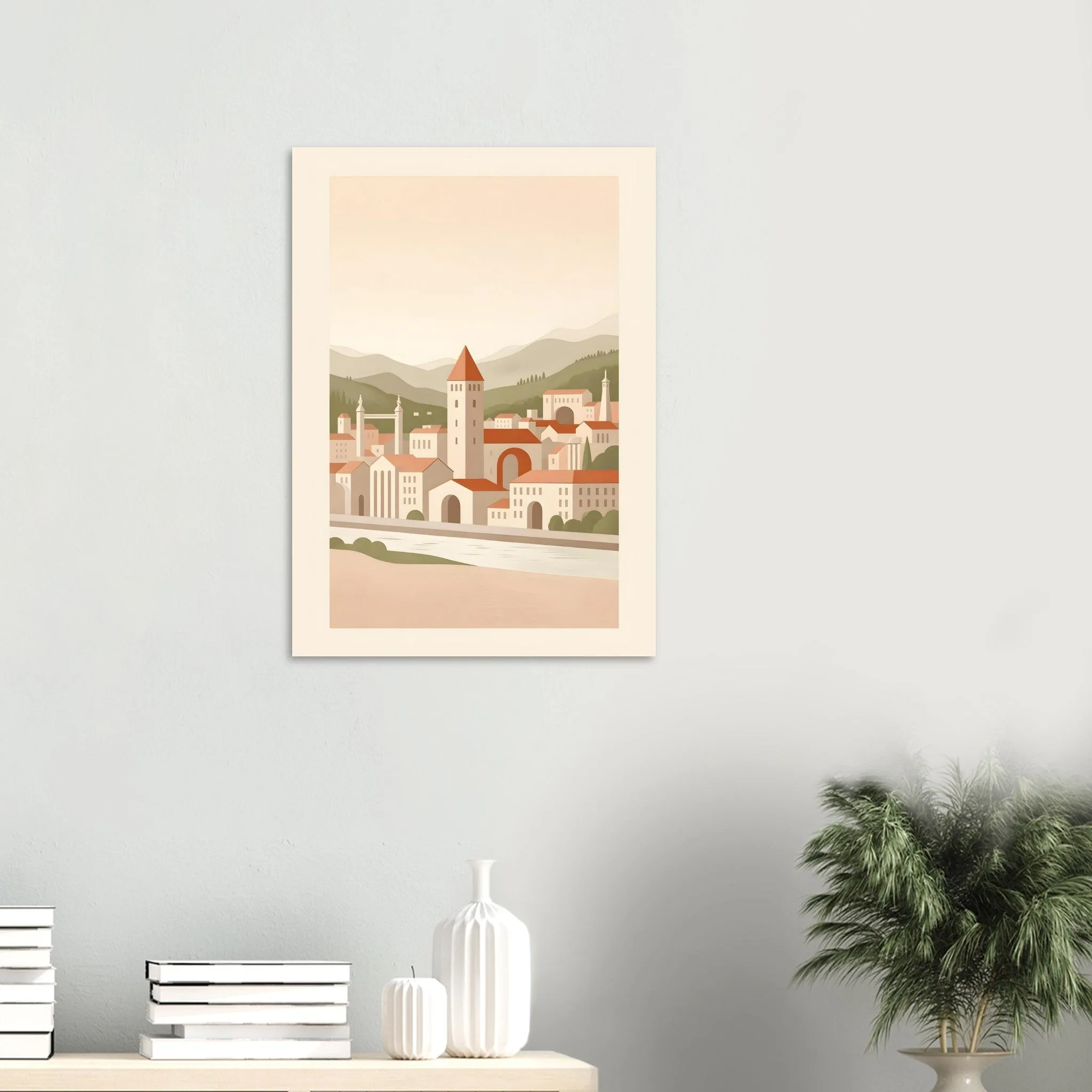 Flat vector illustration poster of Innsbruck — warm minimalist design, from €19