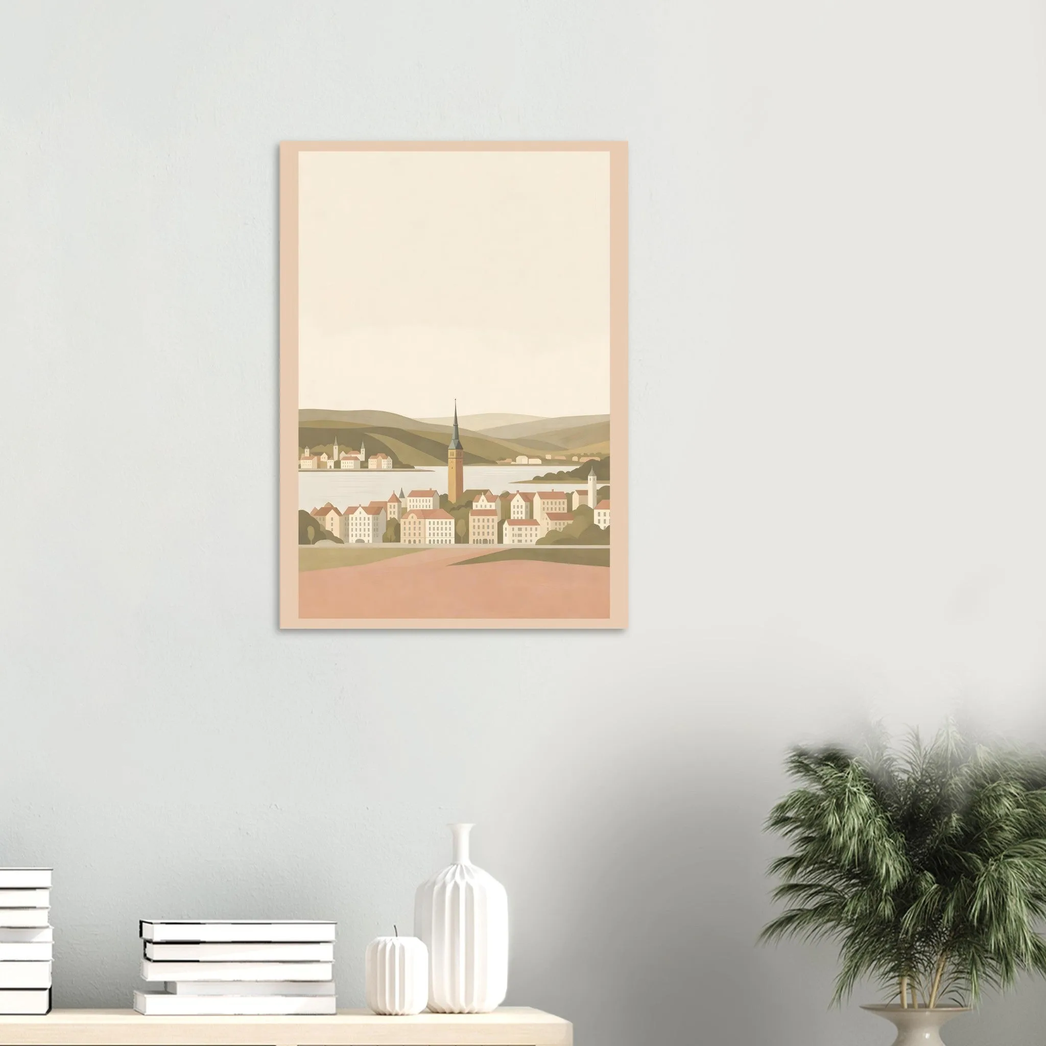 Flat vector illustration poster of Helsingborg — warm minimalist design, from €19
