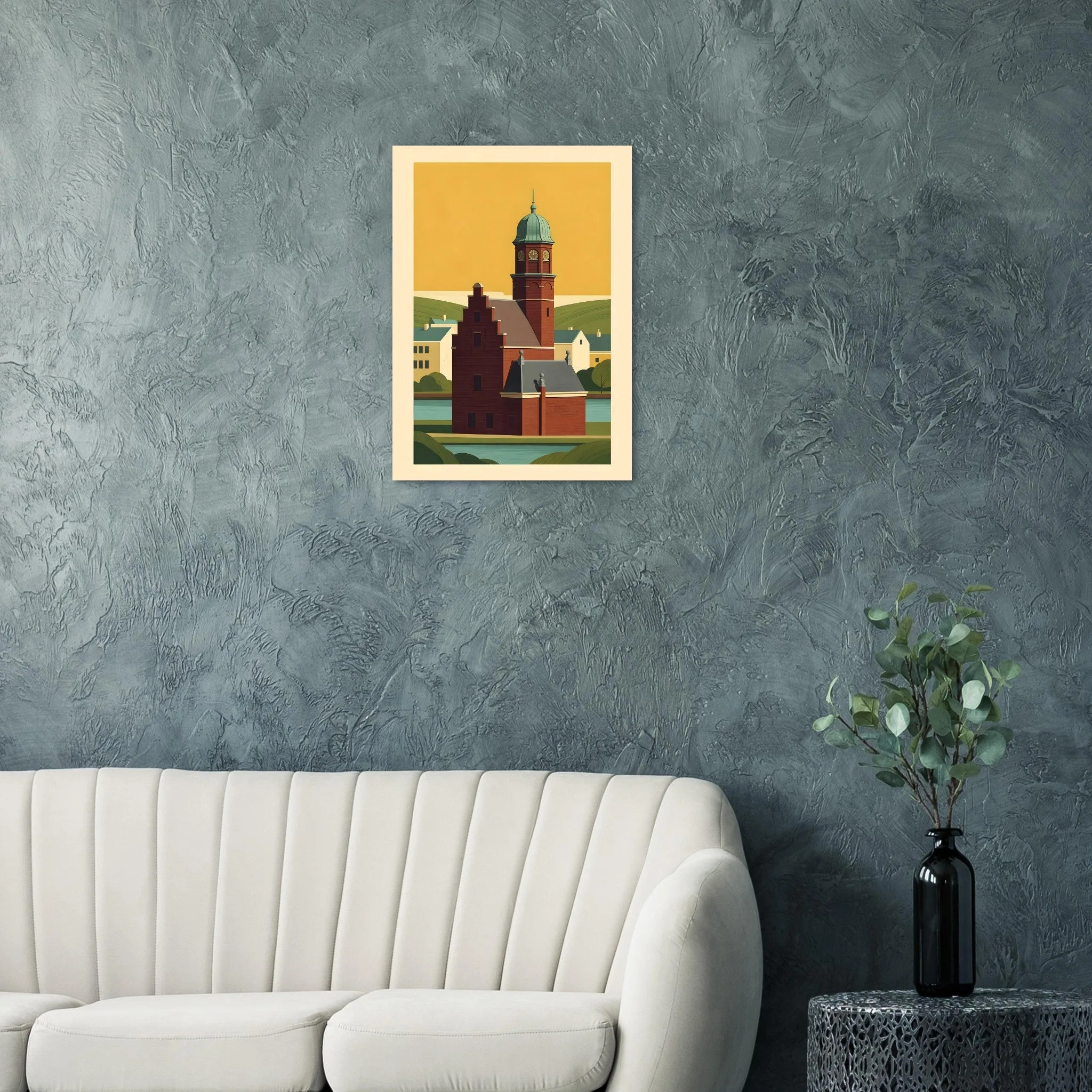 Mid-century modern poster of Purmerend — warm minimalist design, from €19