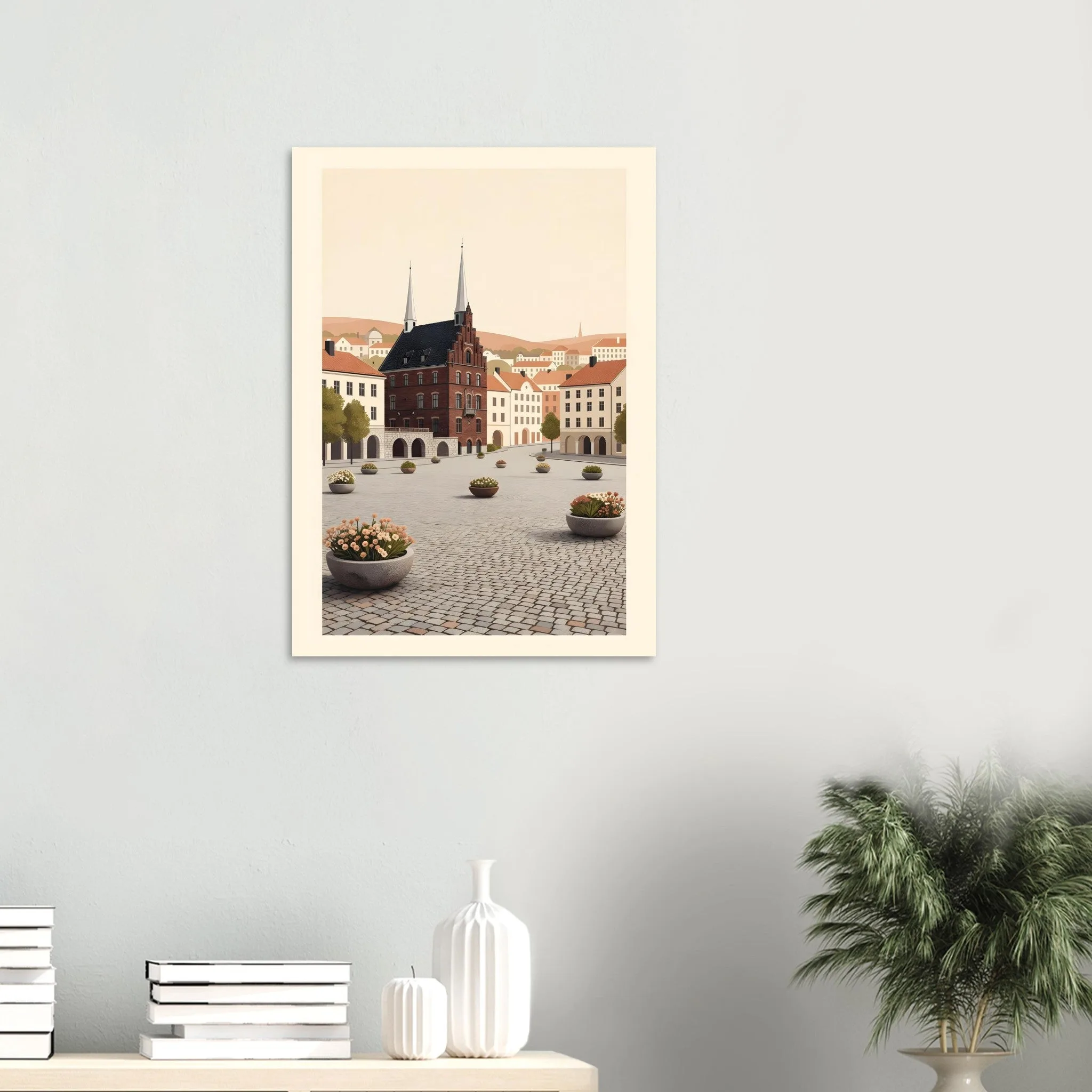 Flat vector illustration poster of Lund — warm minimalist design, from €19