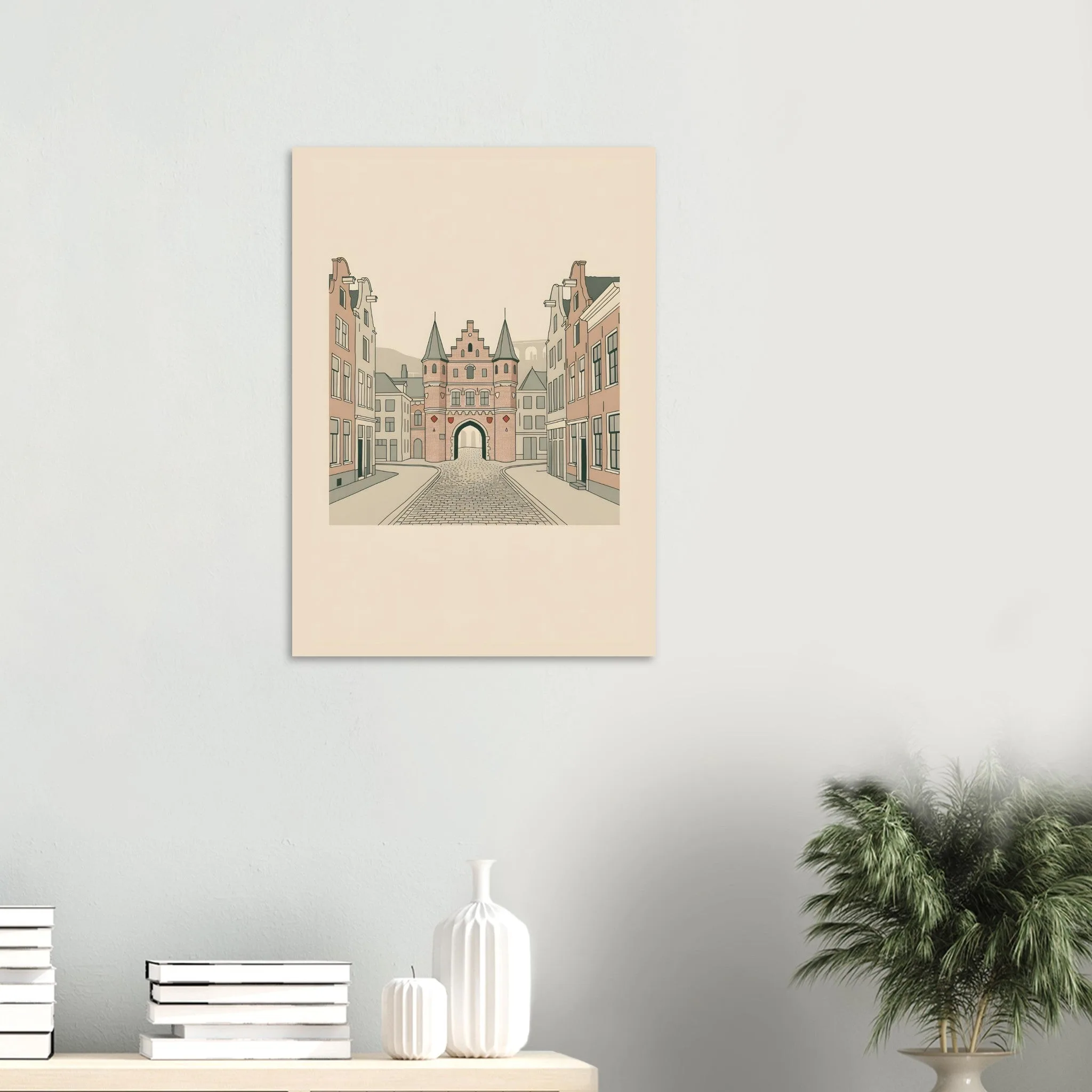 Minimalist line art poster of Bergen op Zoom — warm minimalist design, from €19
