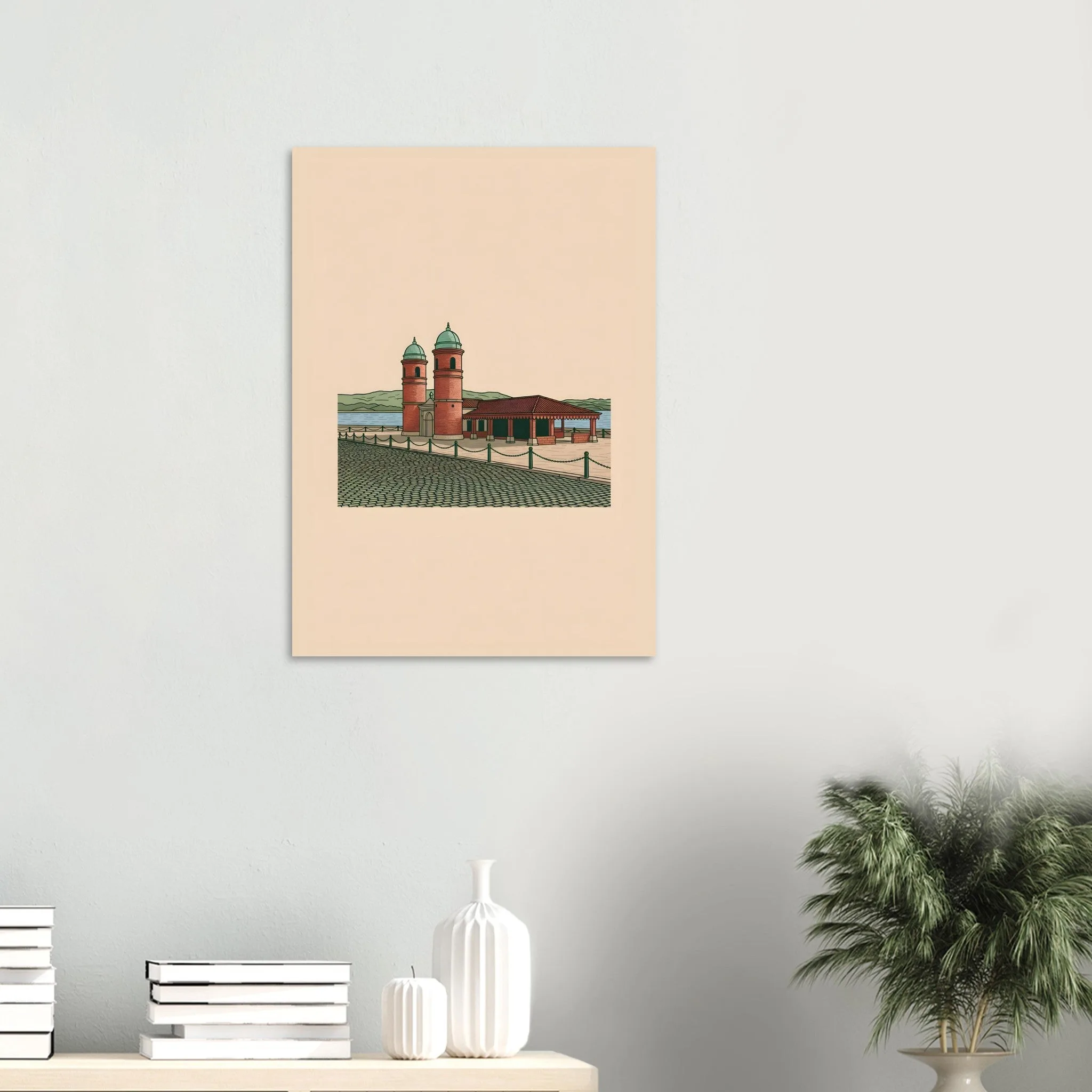 Minimalist line art poster of Olhão — warm minimalist design, from €19
