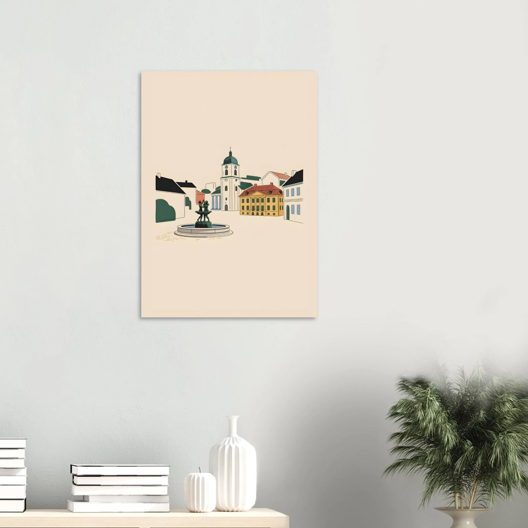 Minimalist line art poster of Varberg — warm minimalist design, from €19