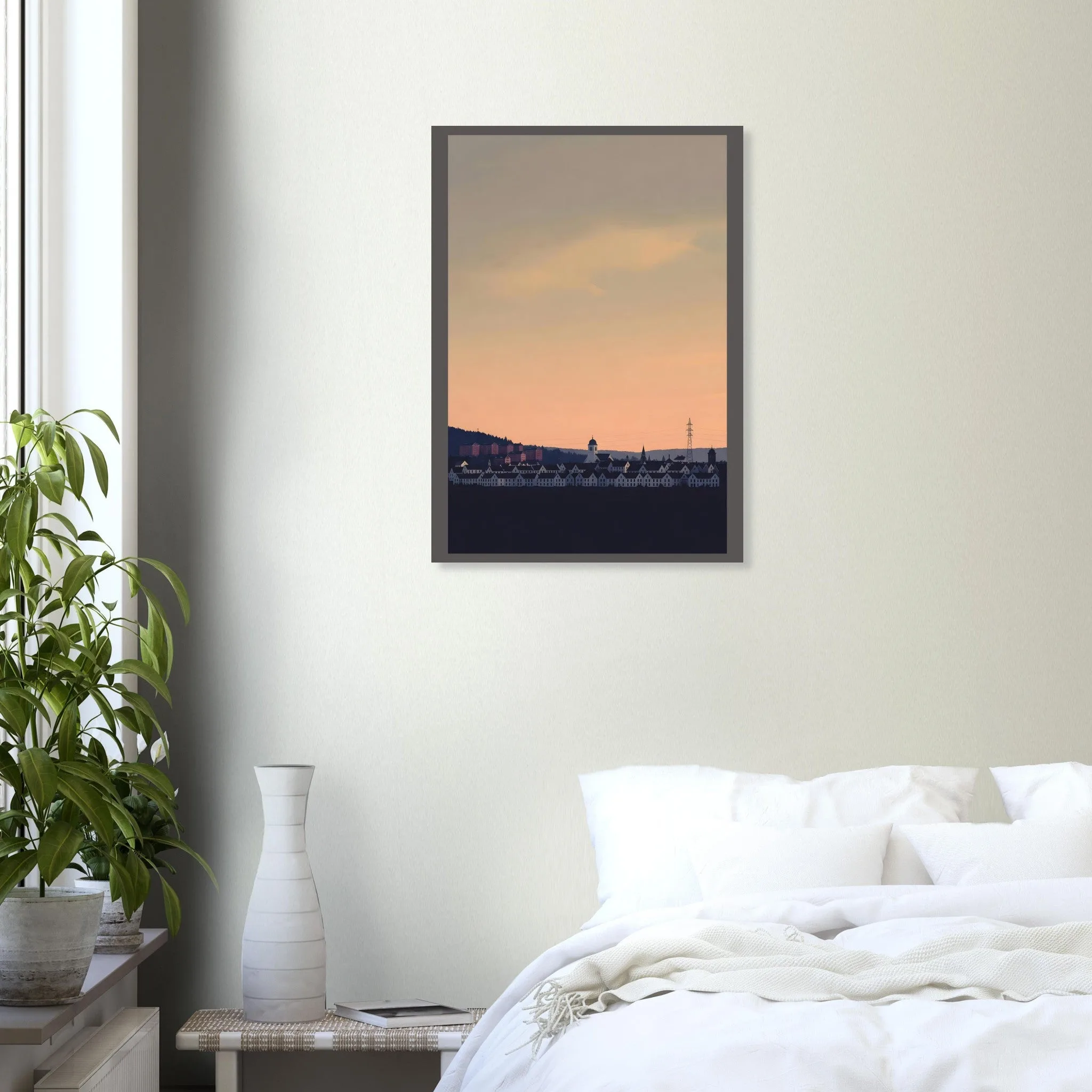 Silhouette skyline-Poster von Uddevalla — warmes minimalistisches Motiv, ab 19 €