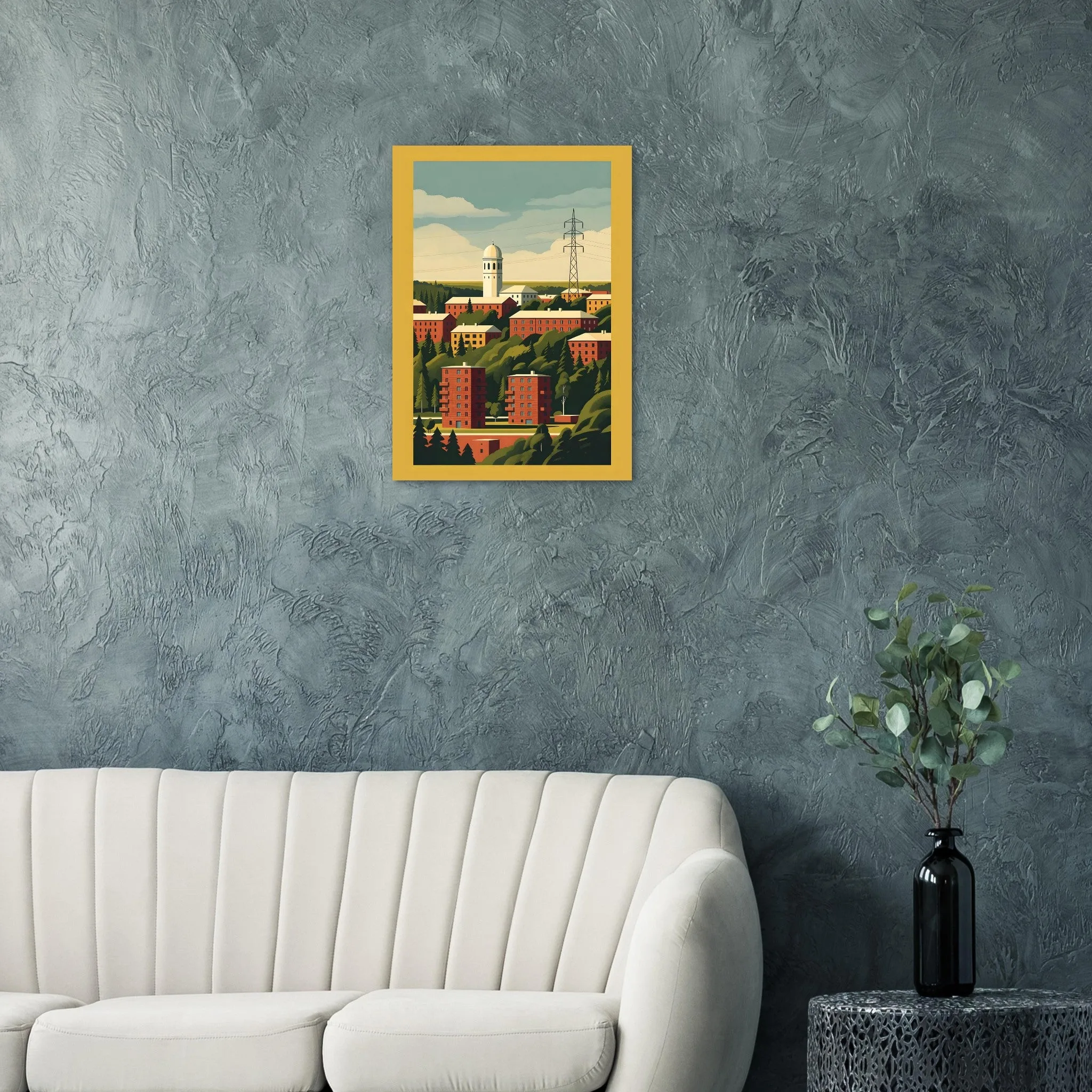 Mid-century modern-Poster von Uddevalla — warmes minimalistisches Motiv, ab 19 €