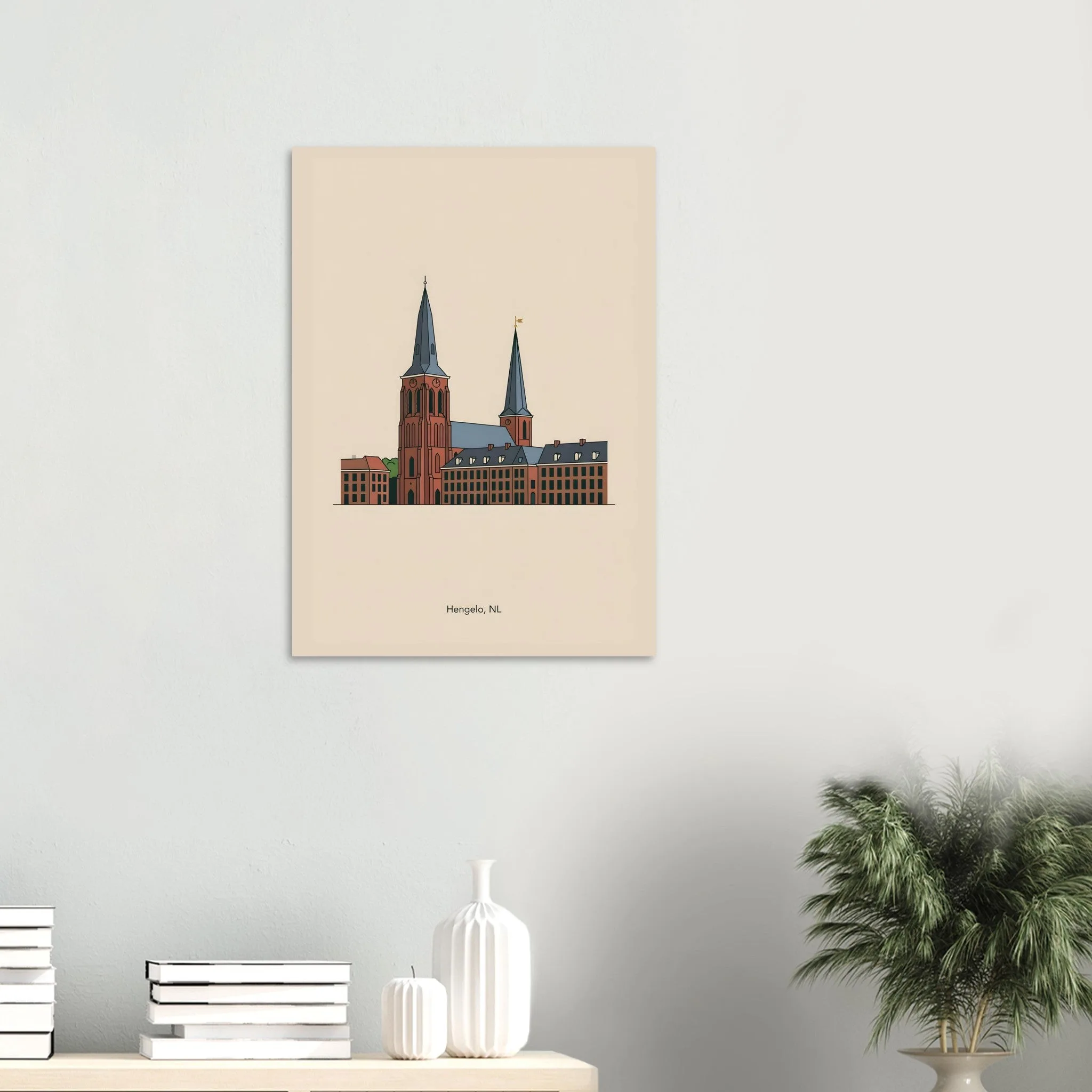 Minimalist line art poster of Hengelo — warm minimalist design, from €19