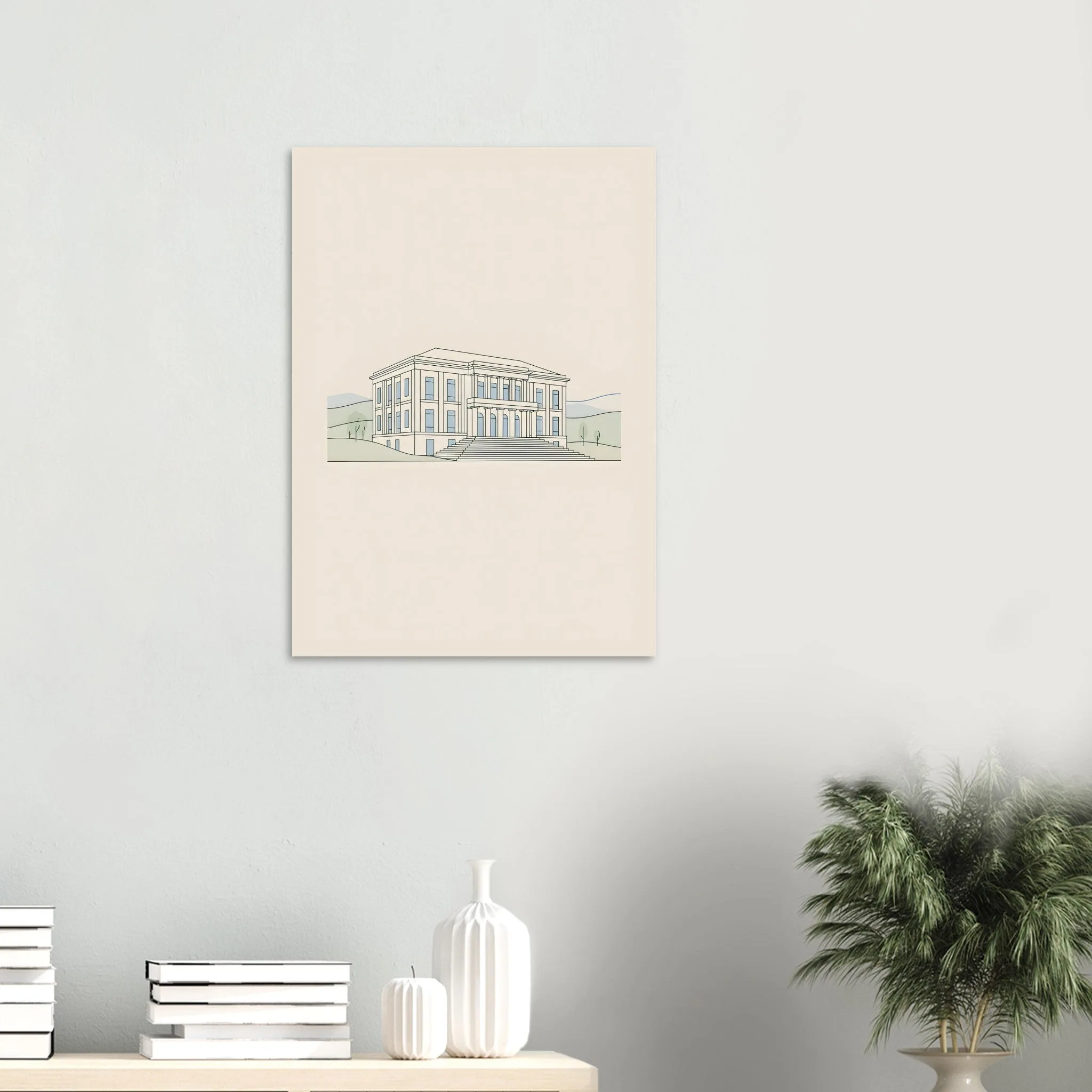 Minimalist line art poster of Paços de Ferreira — warm minimalist design, from €19