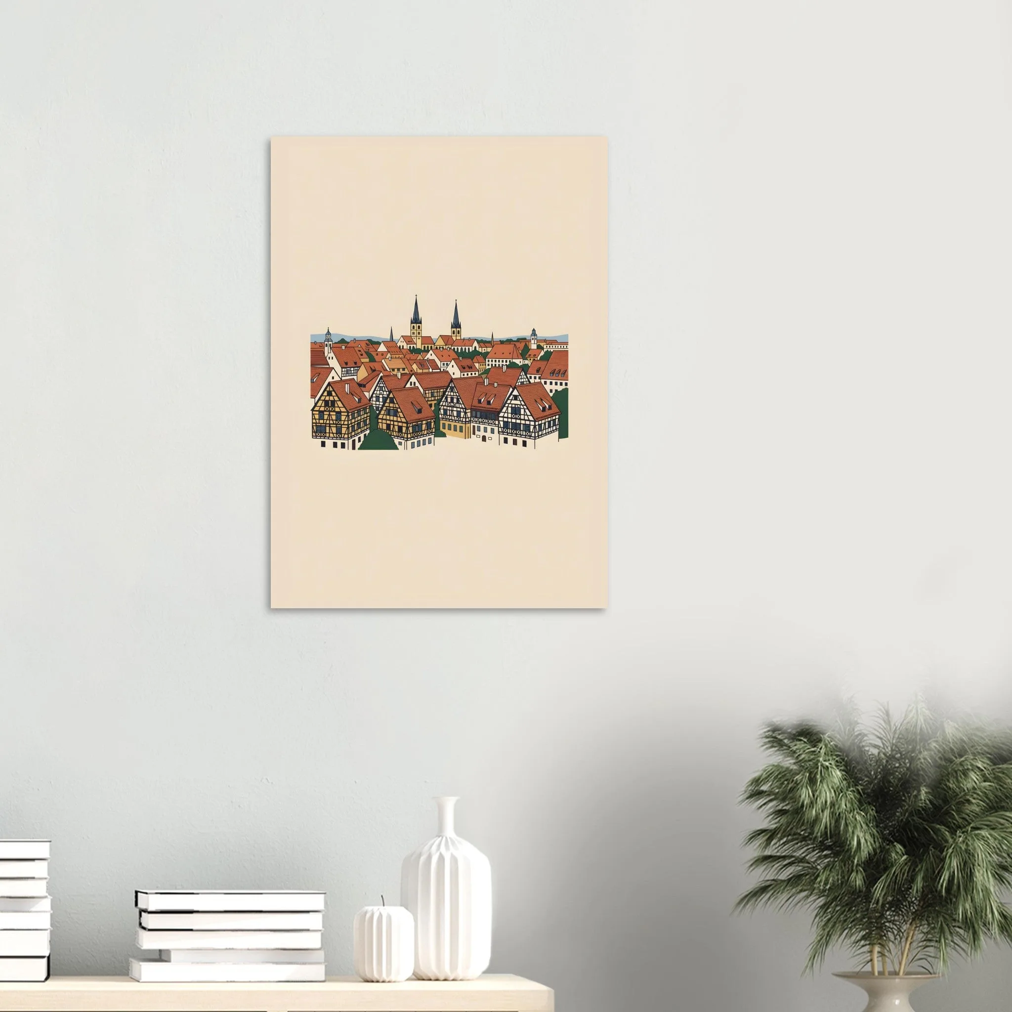 Minimalist line art-Poster von Quedlinburg — warmes minimalistisches Motiv, ab 19 €