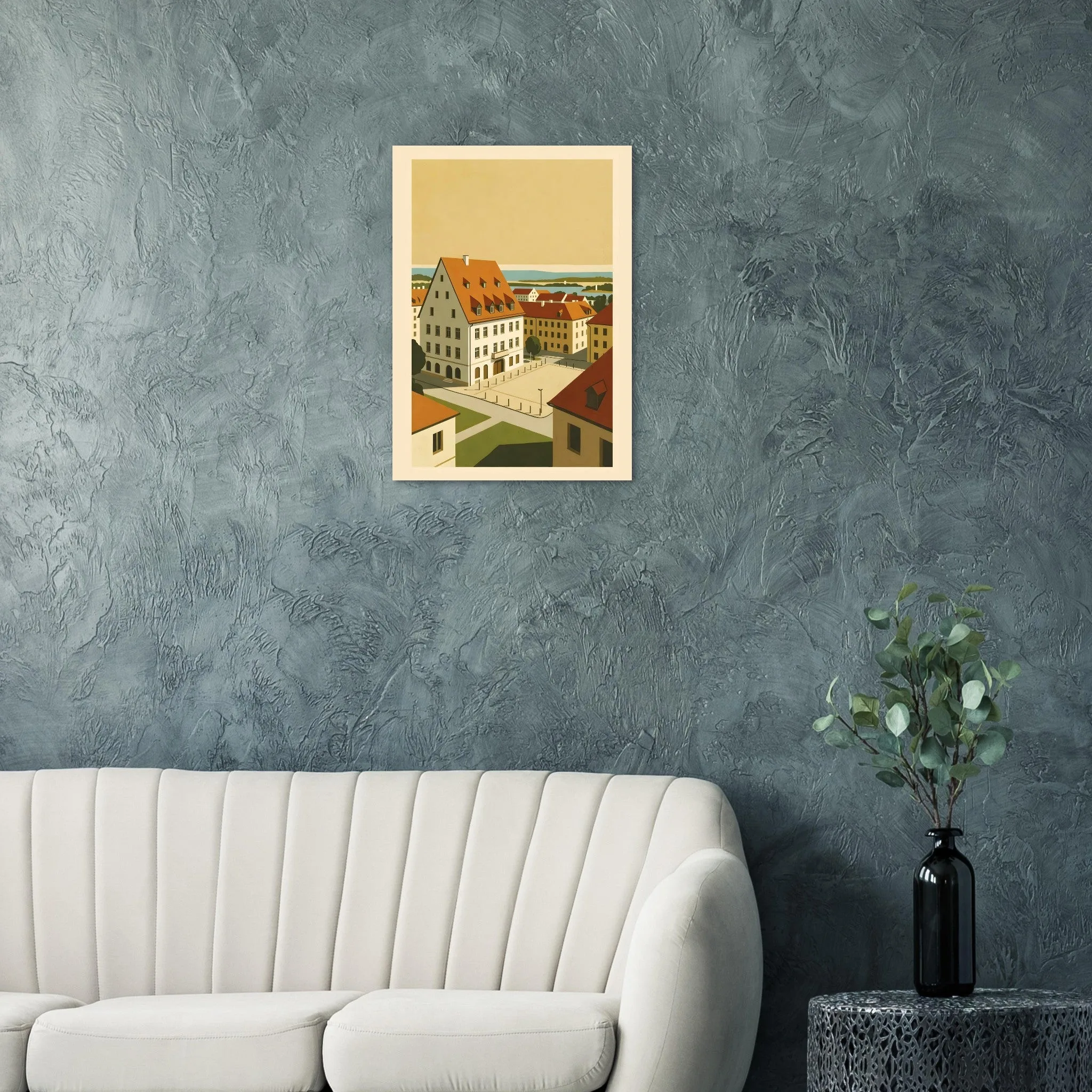 Mid-century modern-Poster von Lustenau — warmes minimalistisches Motiv, ab 19 €