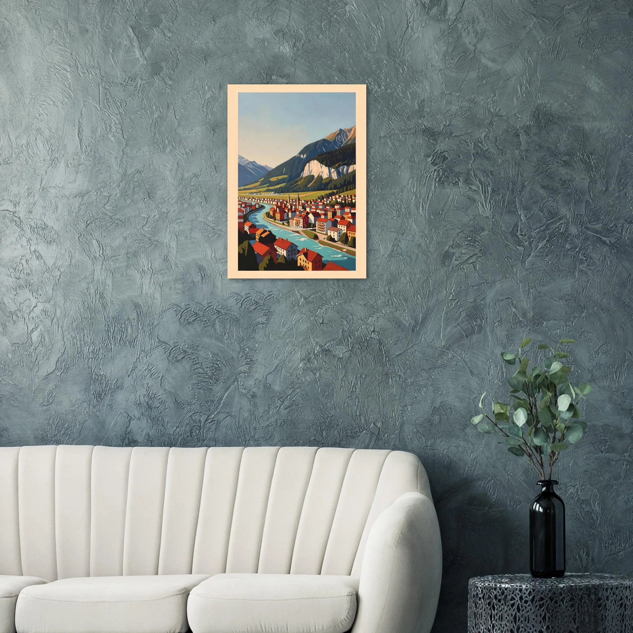 Vintage travel poster poster of Interlaken — warm minimalist design, from €19