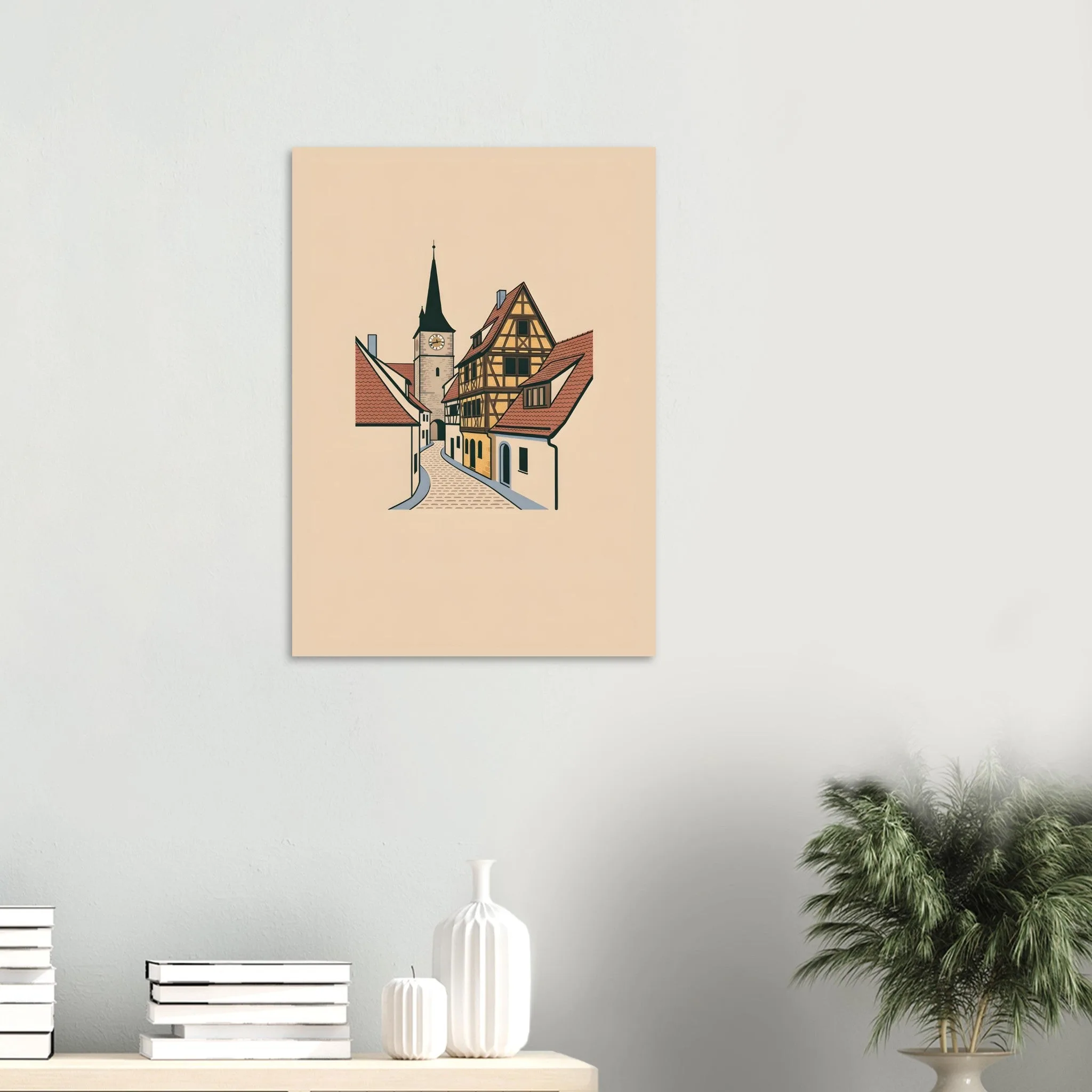 Minimalist line art-Poster von Rothenburg ob der Tauber — warmes minimalistisches Motiv, ab 19 €