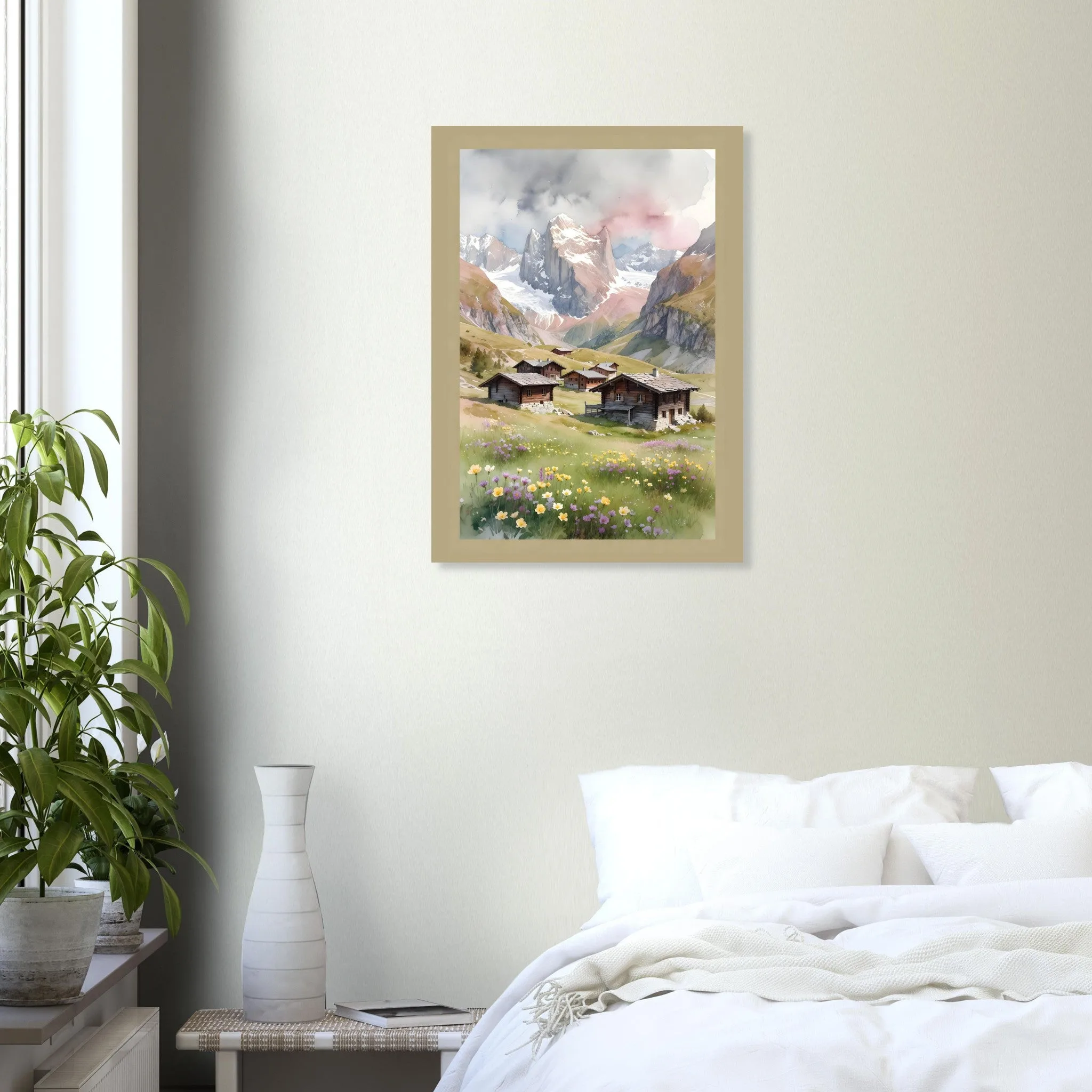 Watercolour landscape-Poster von Zermatt — warmes minimalistisches Motiv, ab 19 €
