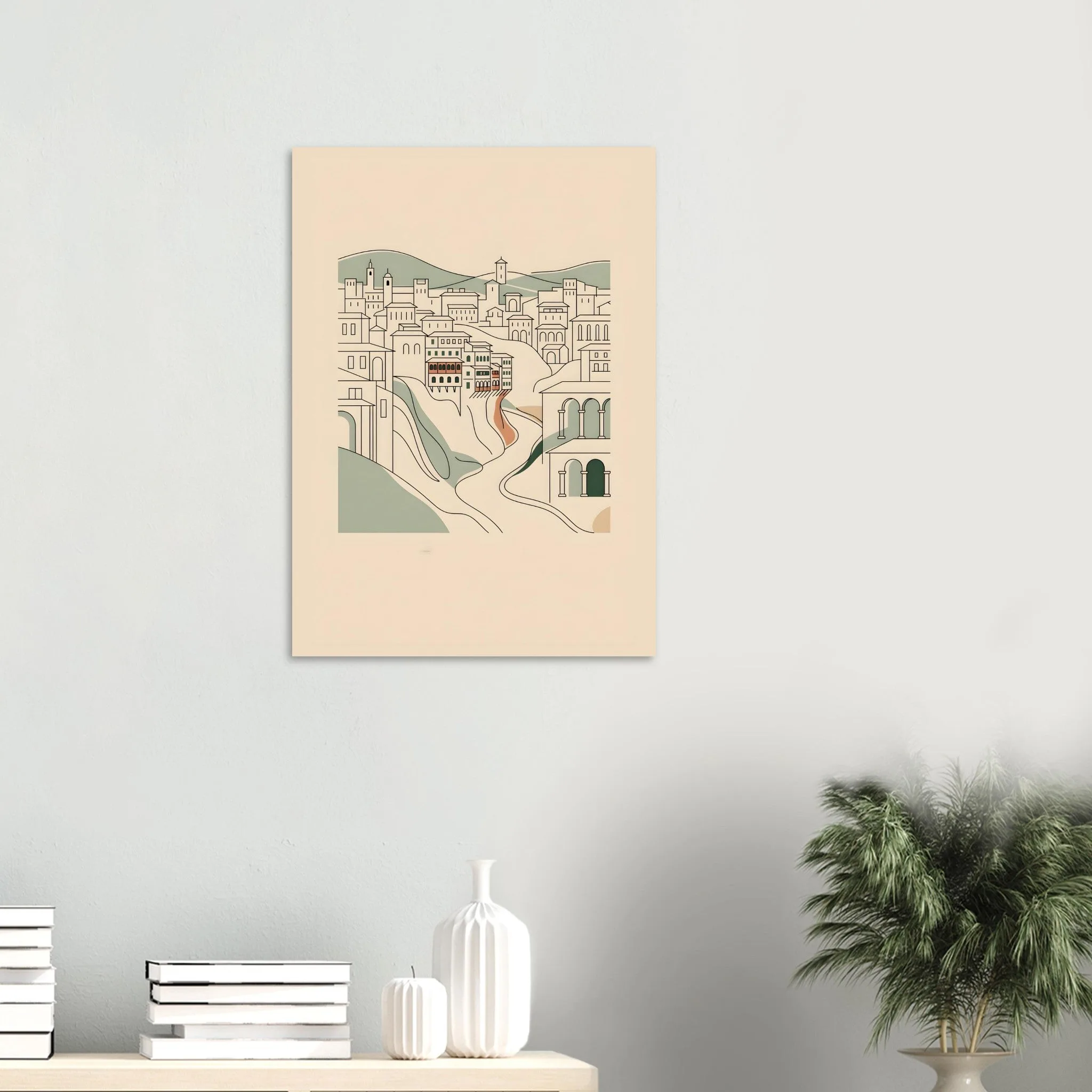 Minimalist line art poster of Cuenca — warm minimalist design, from €19
