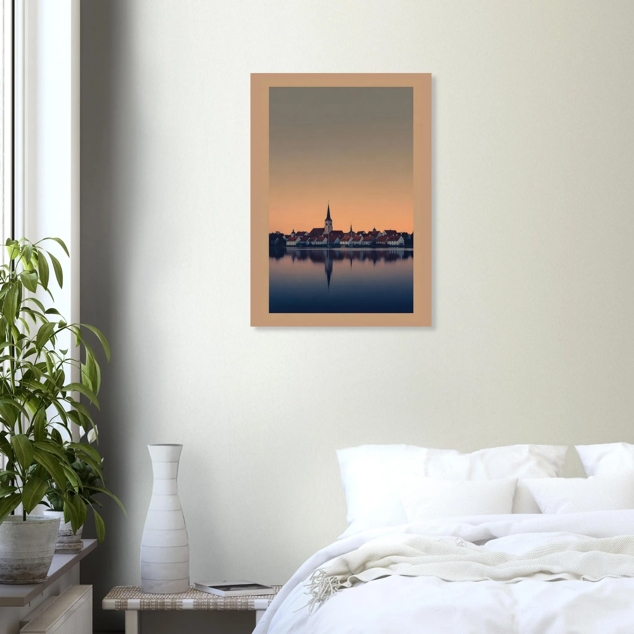 Silhouette skyline poster of Mariefred — warm minimalist design, from €19