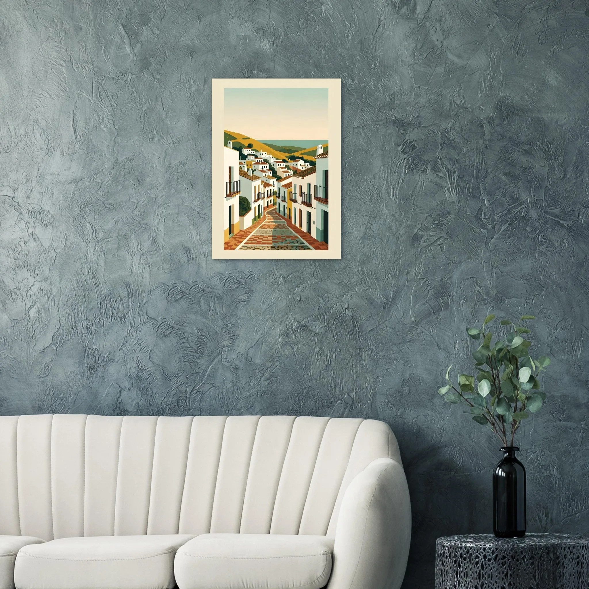 Mid-century modern-Poster von Mijas — warmes minimalistisches Motiv, ab 19 €