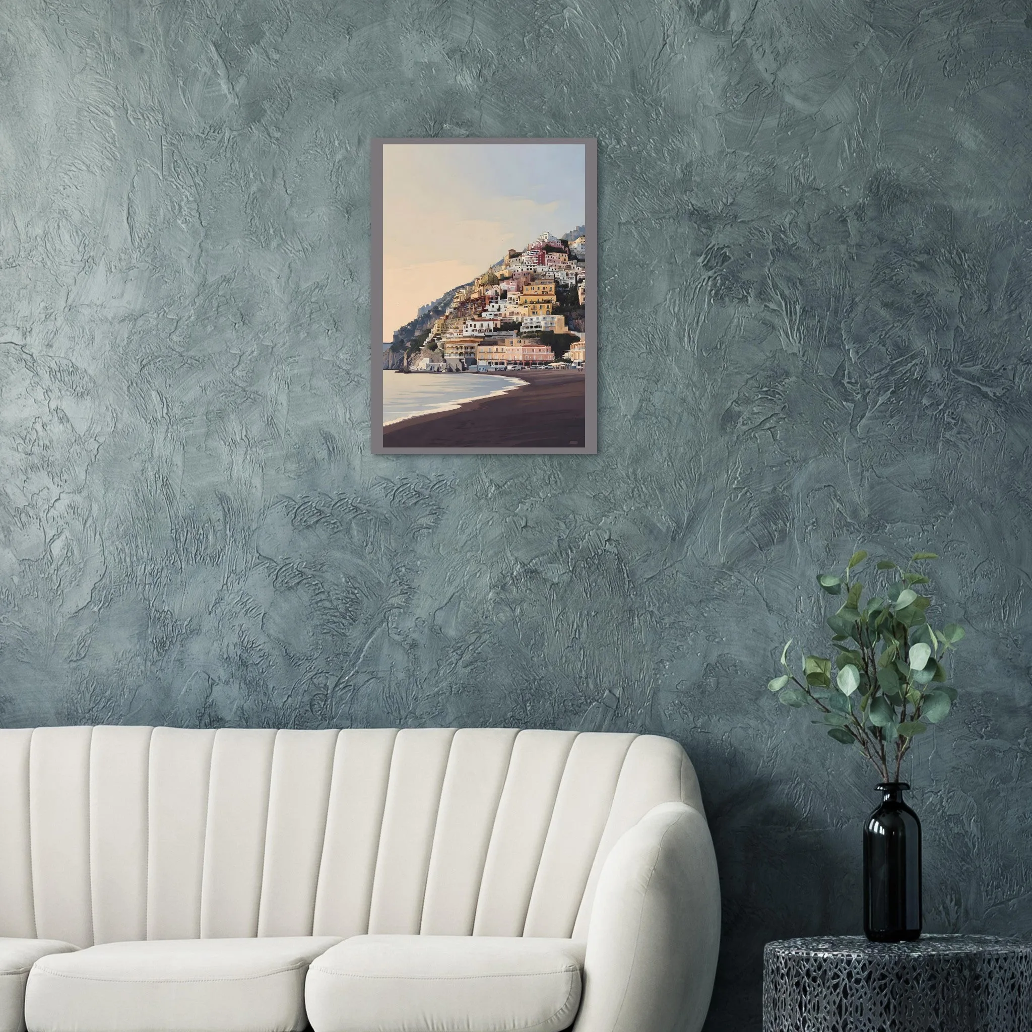 Vintage travel poster-Poster von Positano — warmes minimalistisches Motiv, ab 19 €