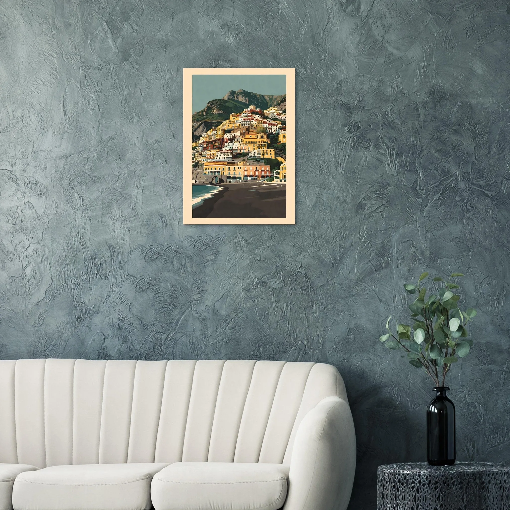 Mid-century modern-Poster von Positano — warmes minimalistisches Motiv, ab 19 €