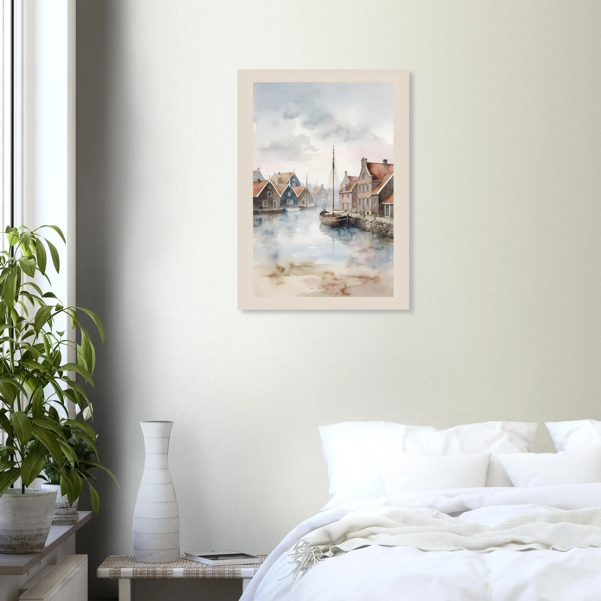Watercolour landscape-Poster von Volendam — warmes minimalistisches Motiv, ab 19 €